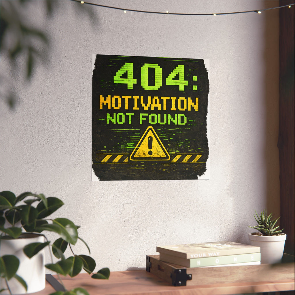 "Error 404 Motivation Not Found" Geek Tech Humor Funny IT Matte Vertical Posters