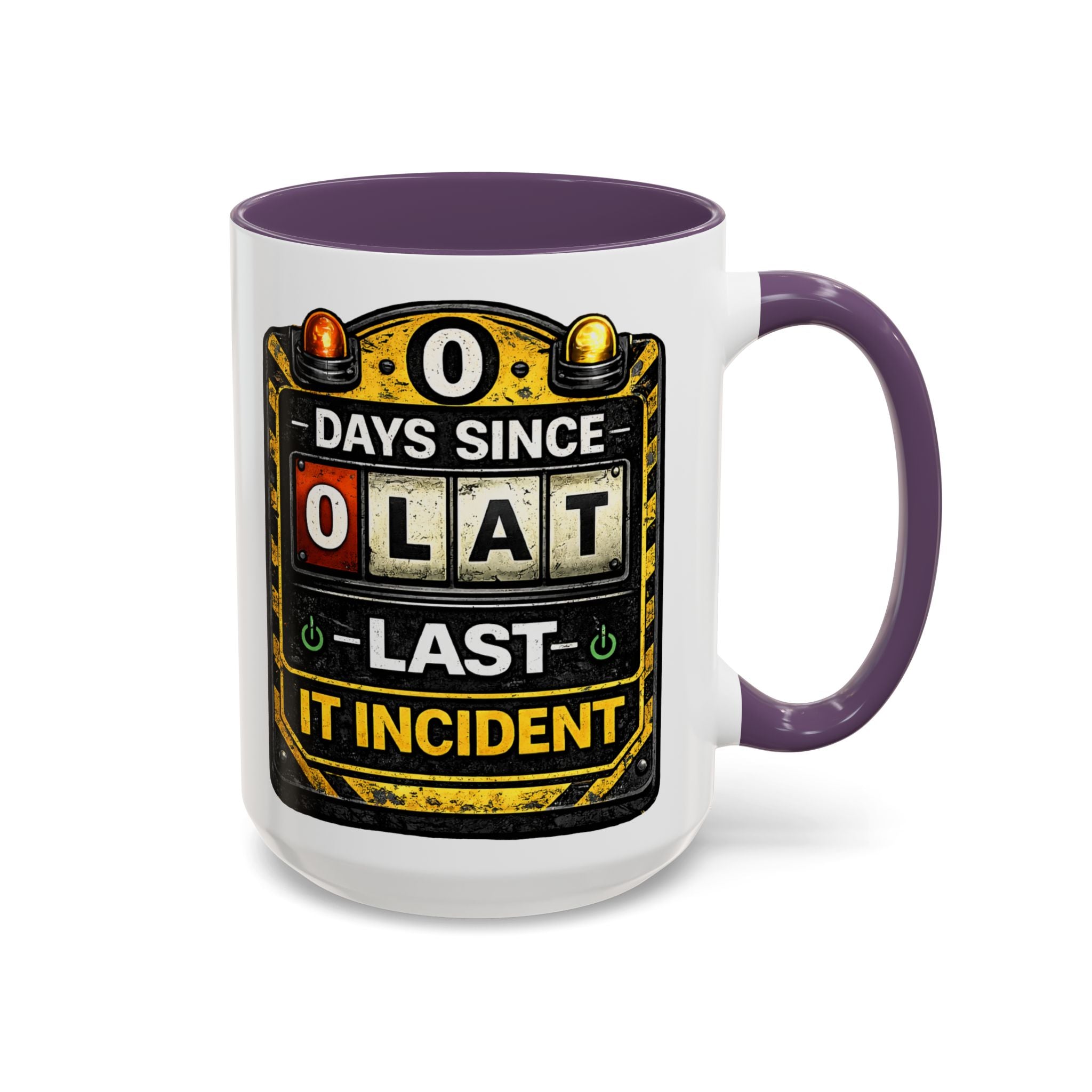 "0 Days Since Last IT Incident" IT Humor Accent Coffee Mug (11, 15oz)