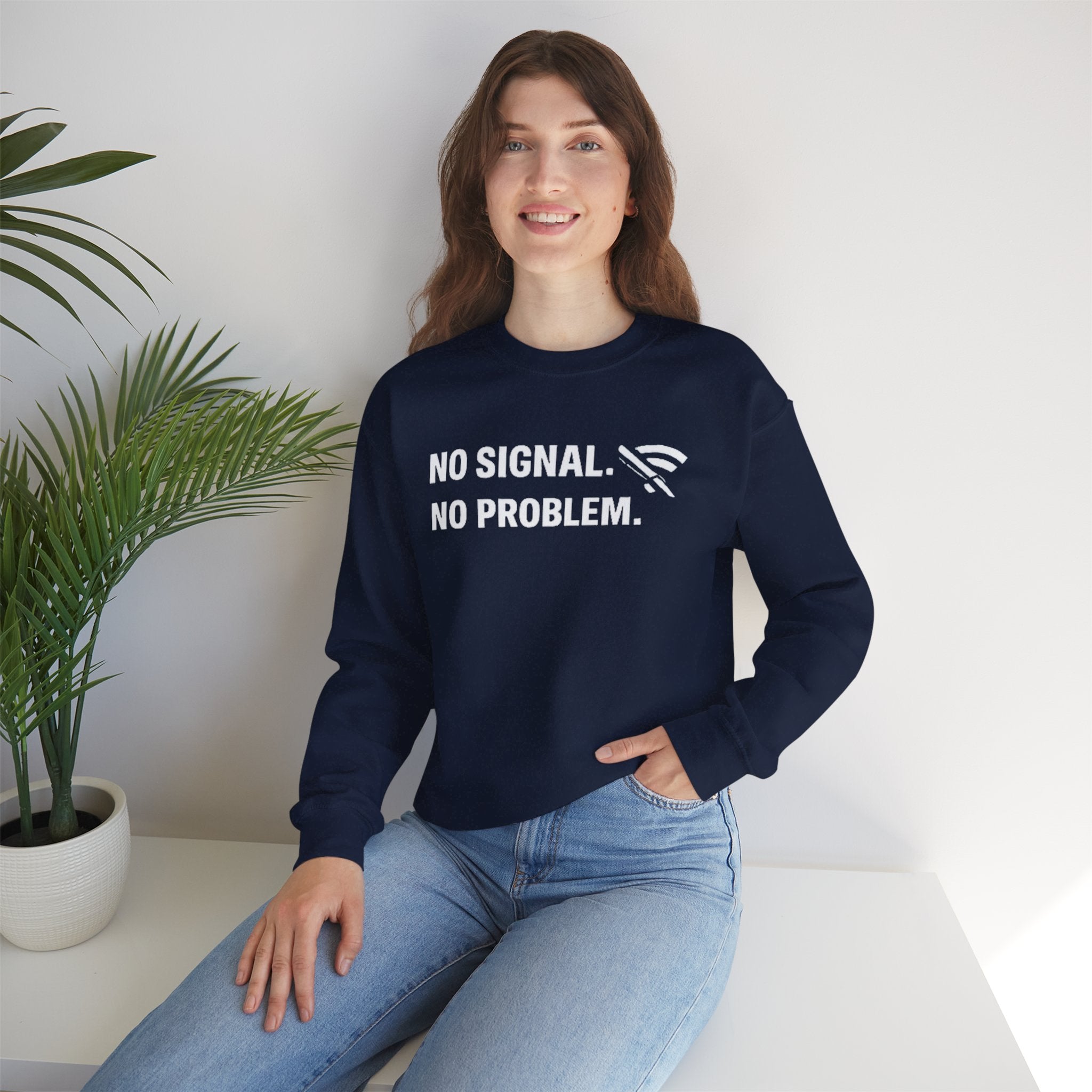 "No Signal, No Problem" Unisex Heavy Blend™ Tech Humor Crewneck Sweatshirt