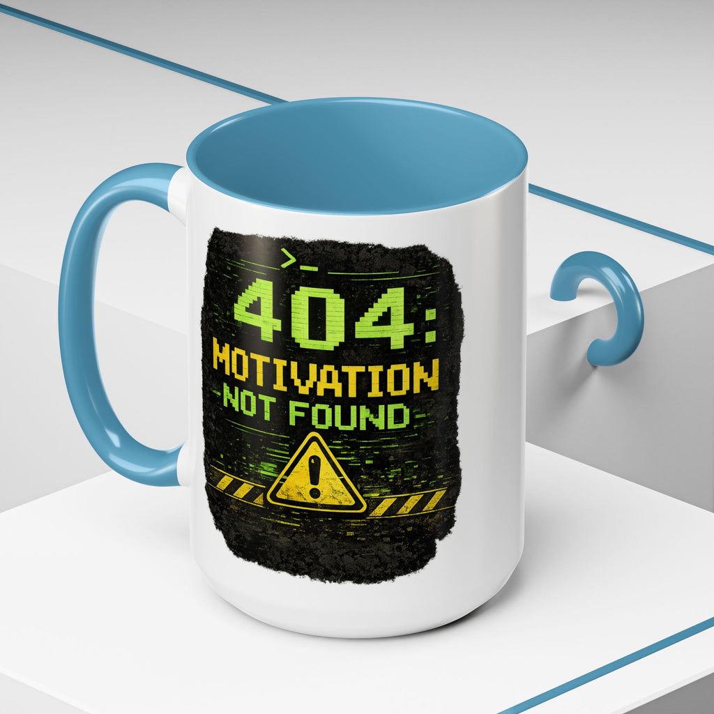 "Error 404 Motivation Not Found" IT Humor Accent Coffee Mug (11, 15oz)