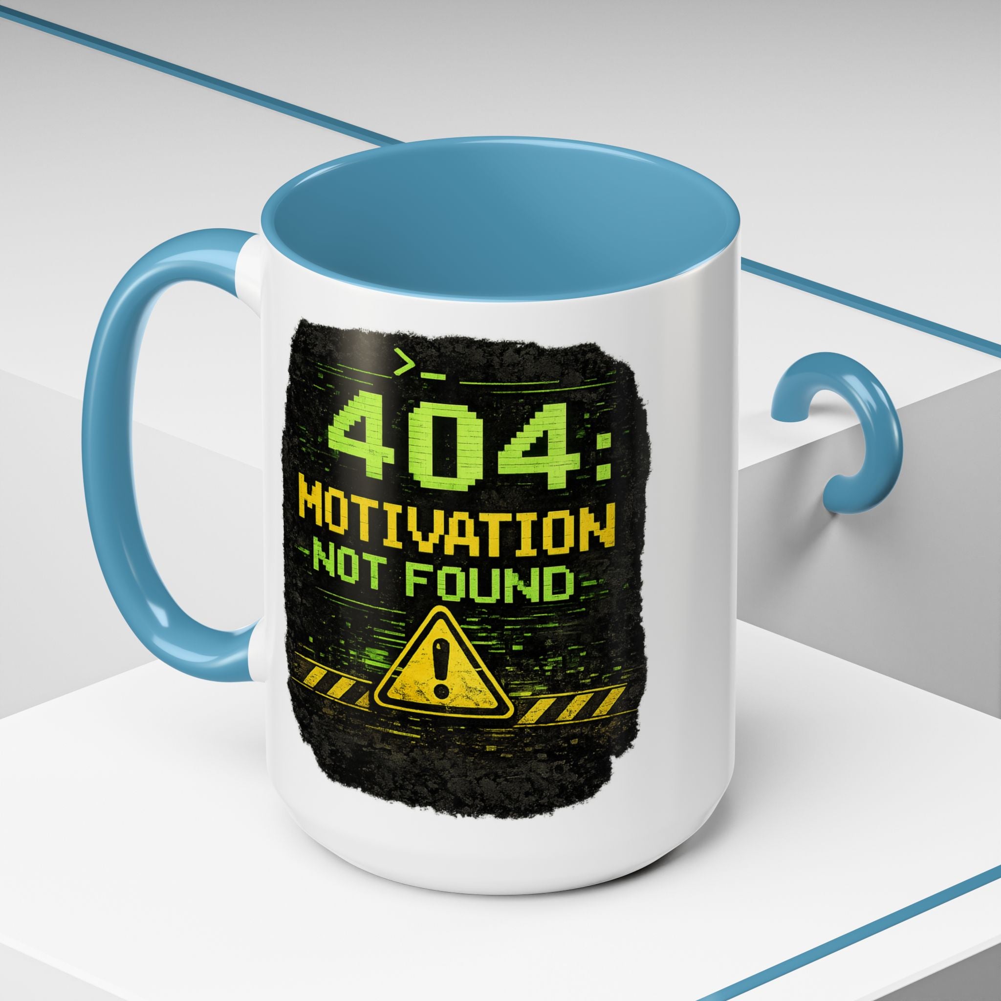 "Error 404 Motivation Not Found" IT Humor Accent Coffee Mug (11, 15oz)