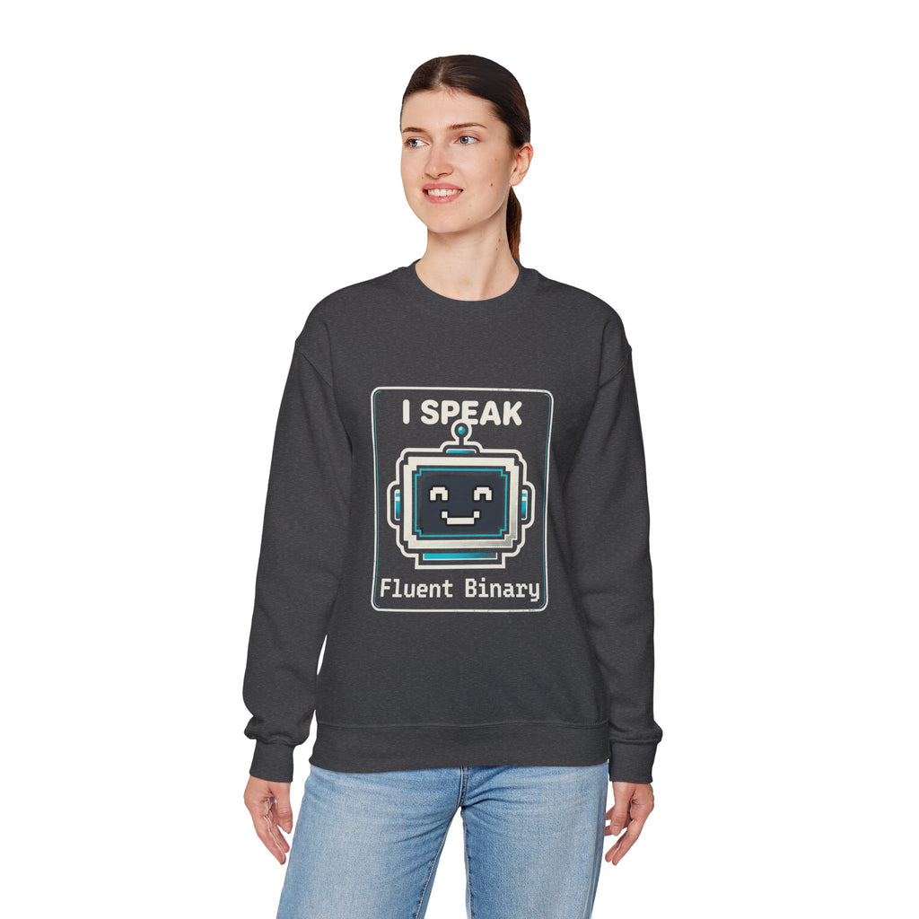 "I Speak Fluent Binary" Funny IT Crewneck Sweatshirt