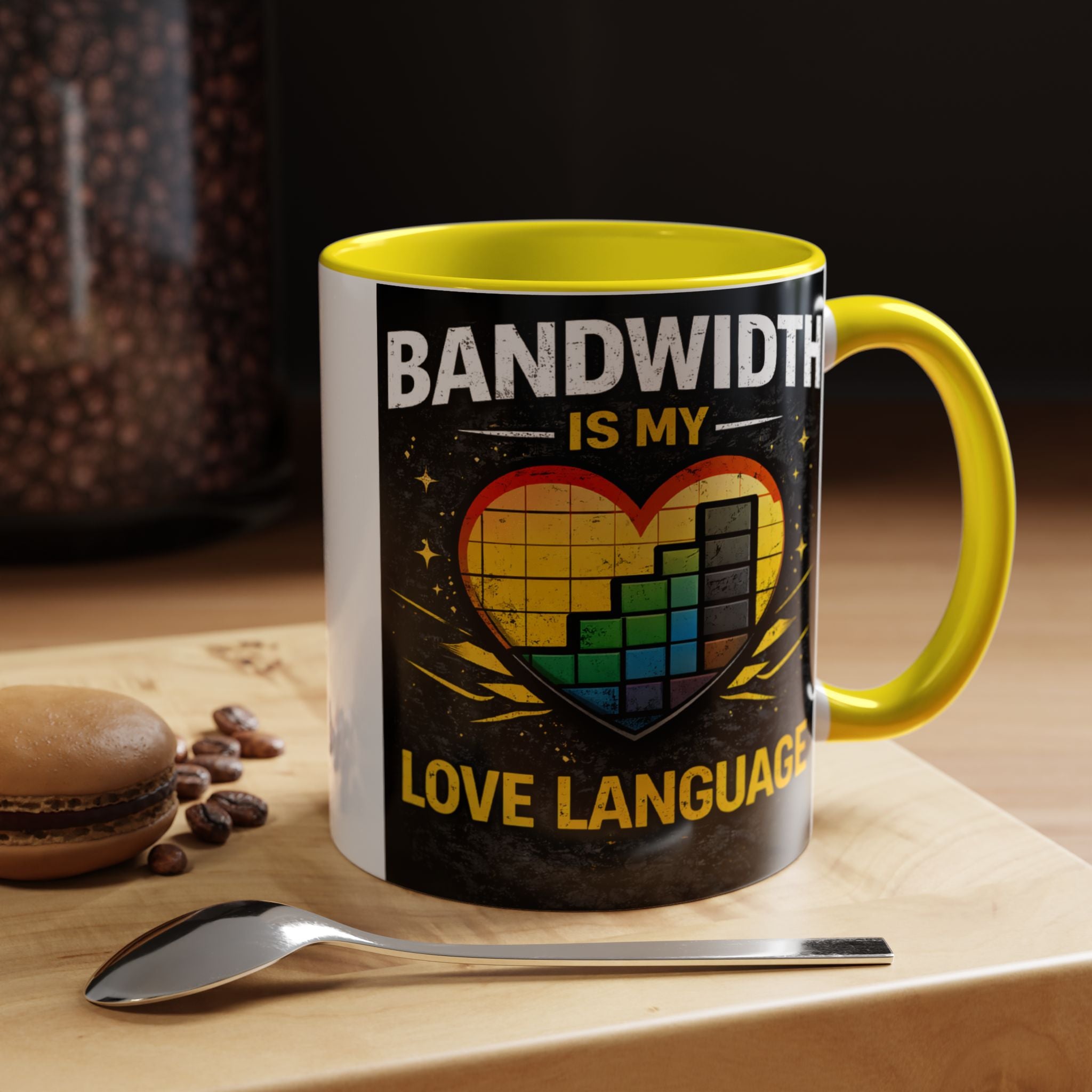 "Bandwidth is my Love Language" IT Humor Accent Coffee Mug (11, 15oz)