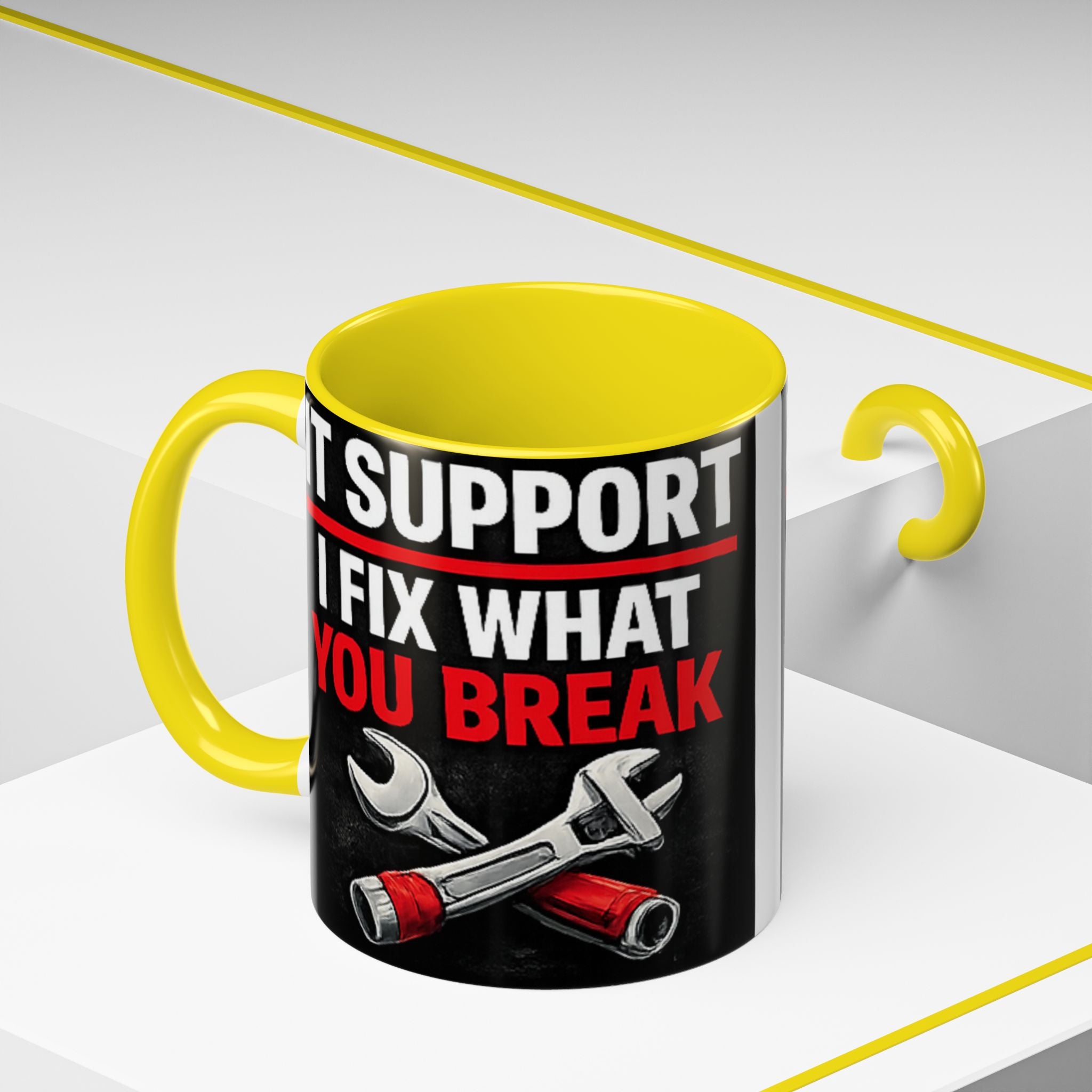 "It Support:  I Fix What You Break" IT Humor Accent Coffee Mug (11, 15oz)