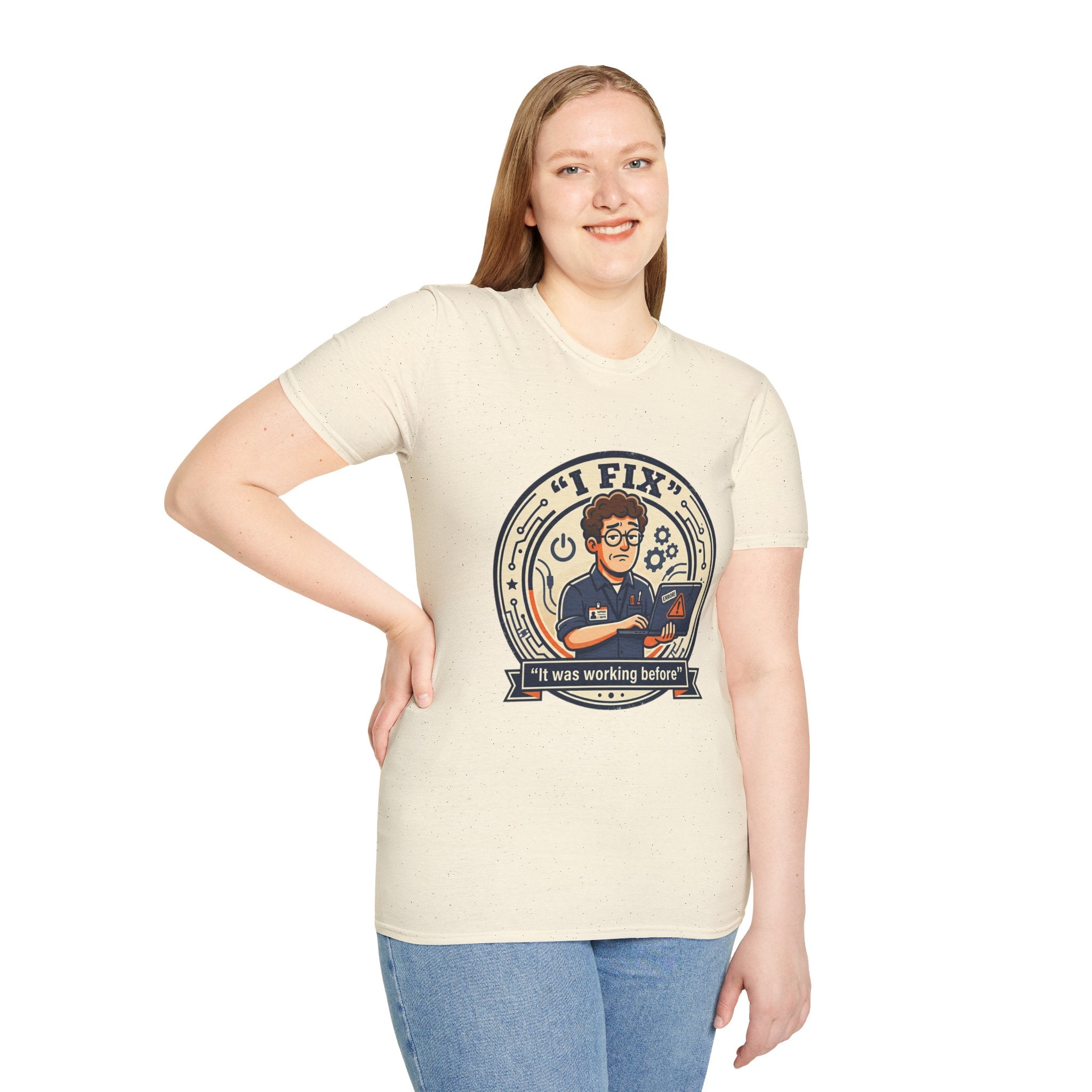 "I Fix: It Worked Before" Funny IT T-Shirt — Tech Support Humor Tee