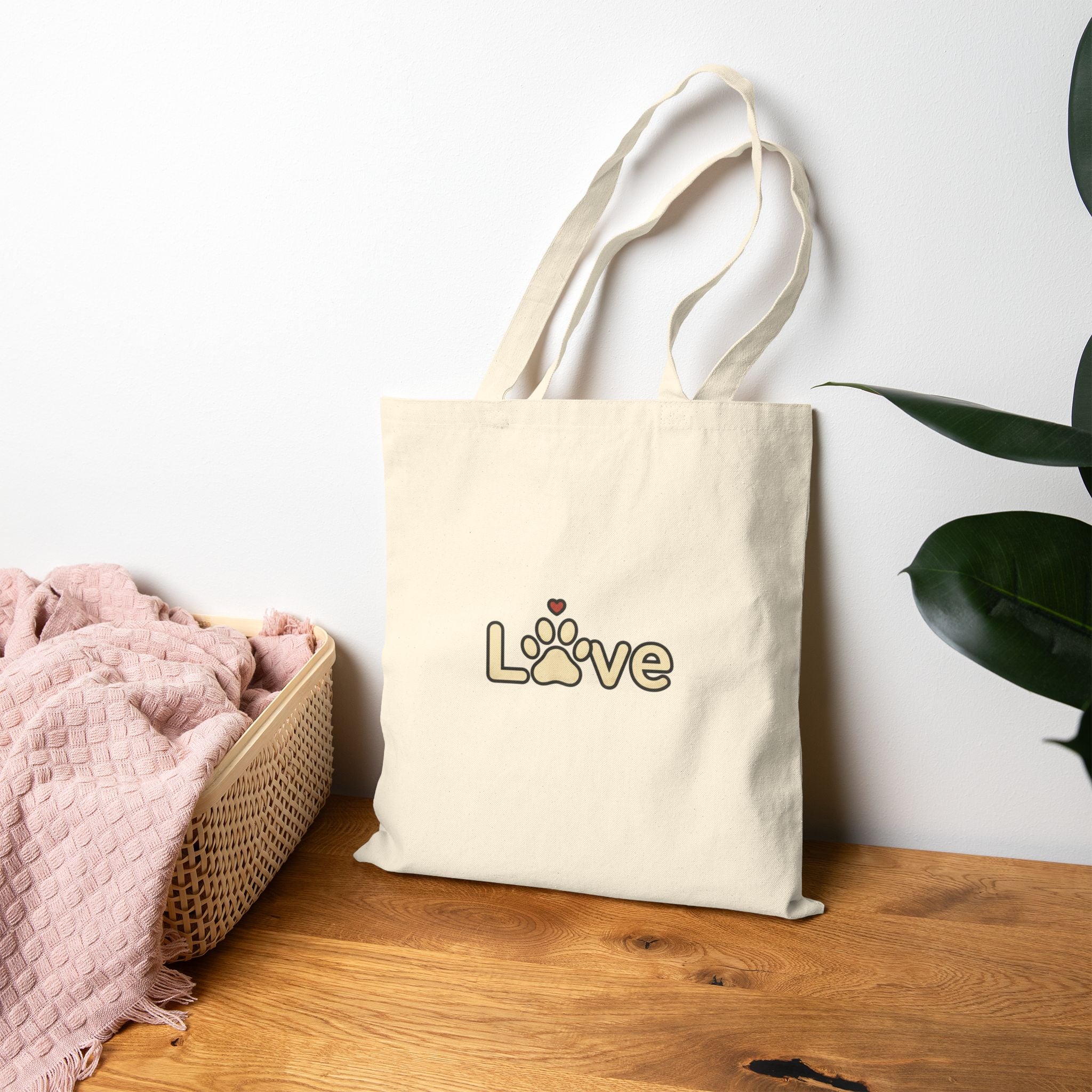 Love Paw Design | Dog Mom, Rescue Pride, Fur Baby Canvas Tote Bag