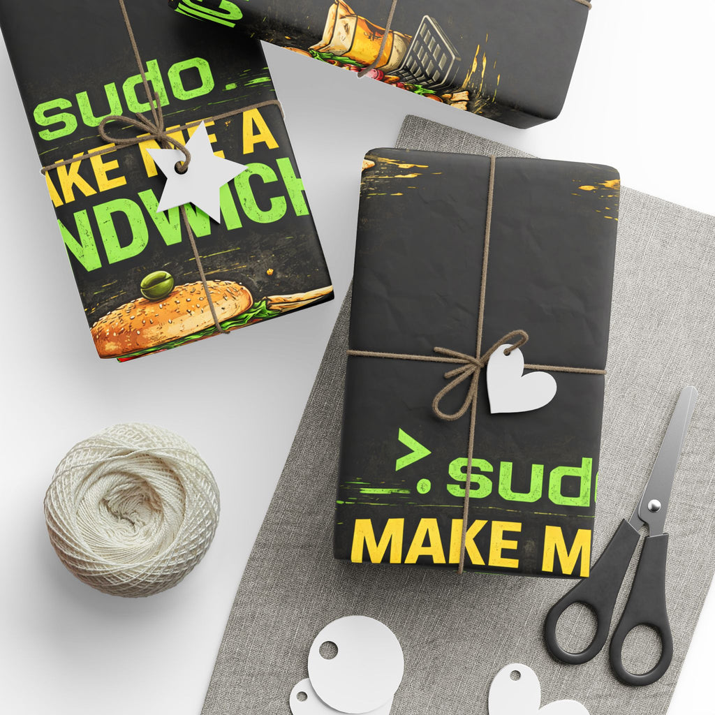">.Sudo Make Me ASandwich" Funny IT Wrapping Paper – Funny Tech Gift Wrap