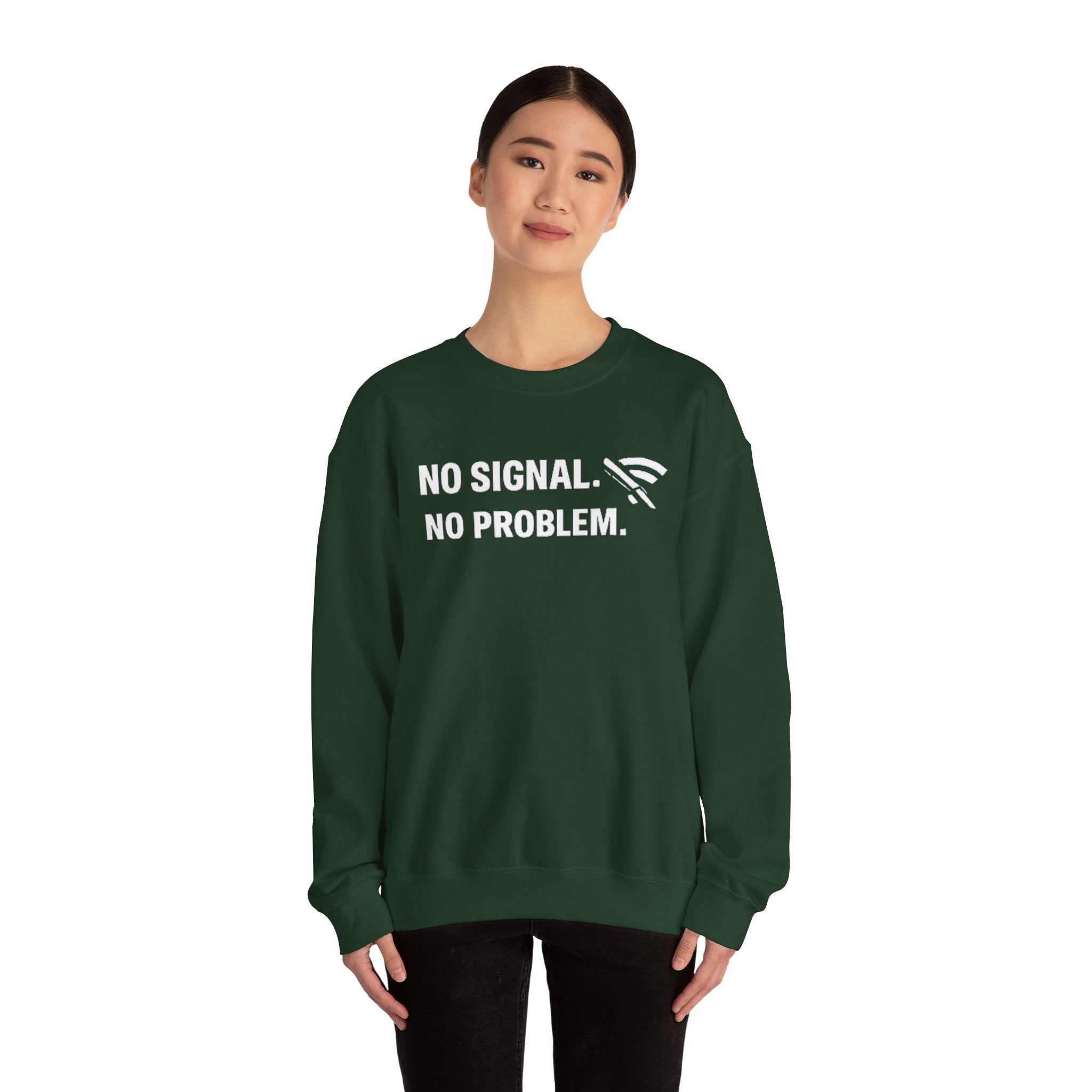 "No Signal, No Problem" Unisex Heavy Blend™ Tech Humor Crewneck Sweatshirt