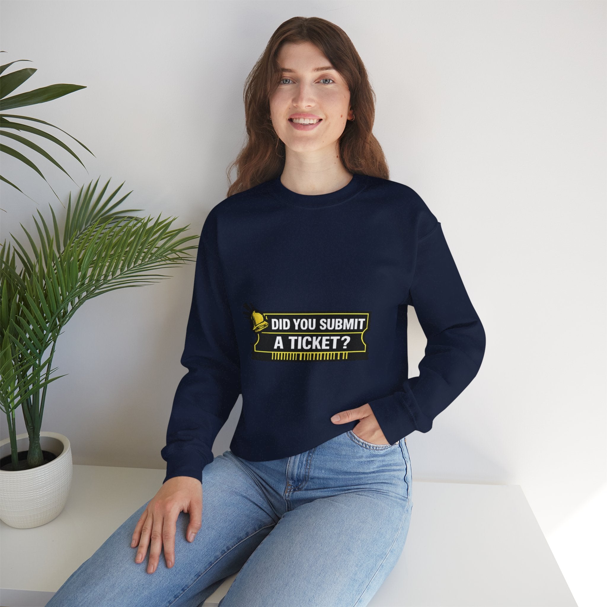 "Did You Submit a Ticket?" IT Support Humor Crewneck Sweatshirt