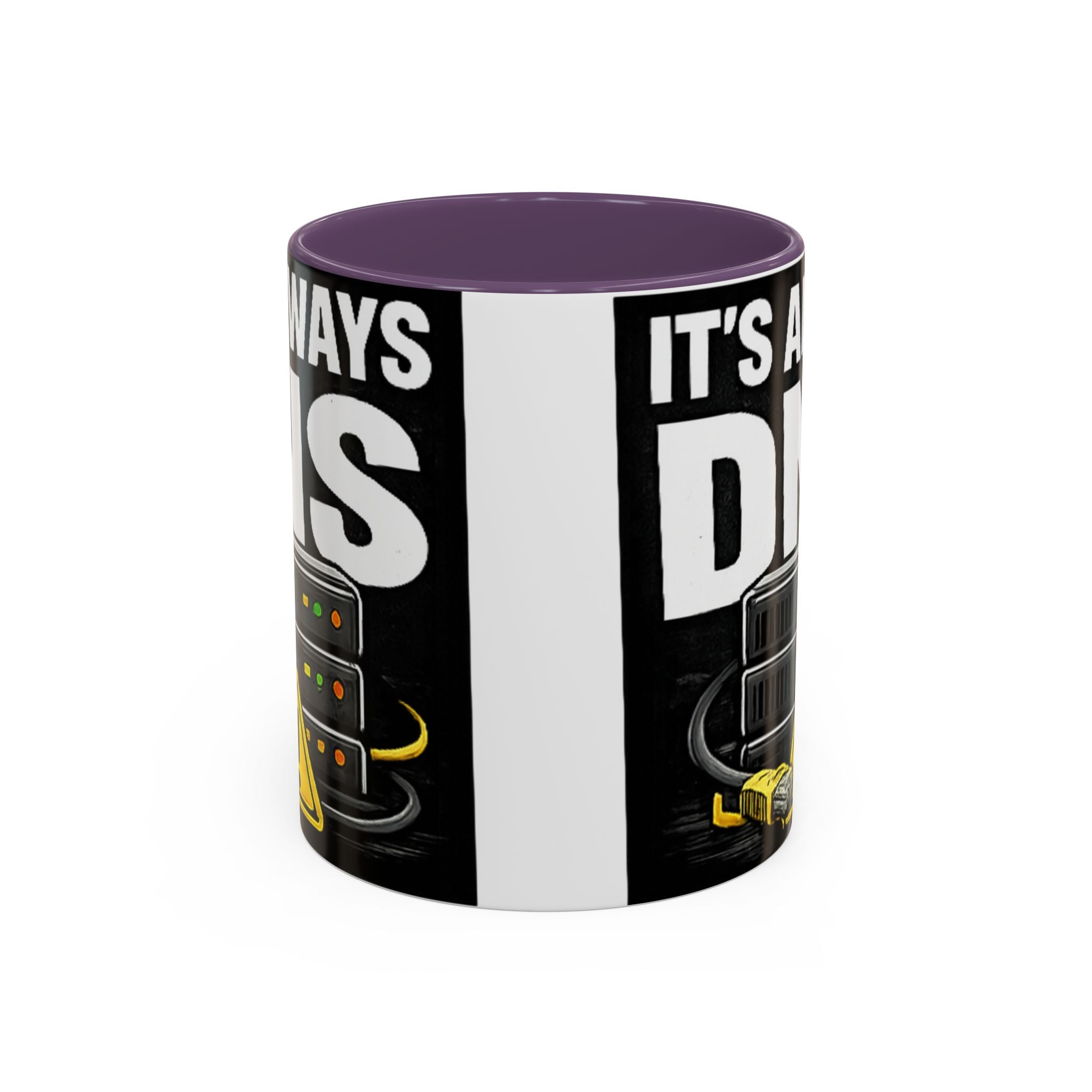"It's Always DNS" IT Humor Accent Coffee Mug (11, 15oz)