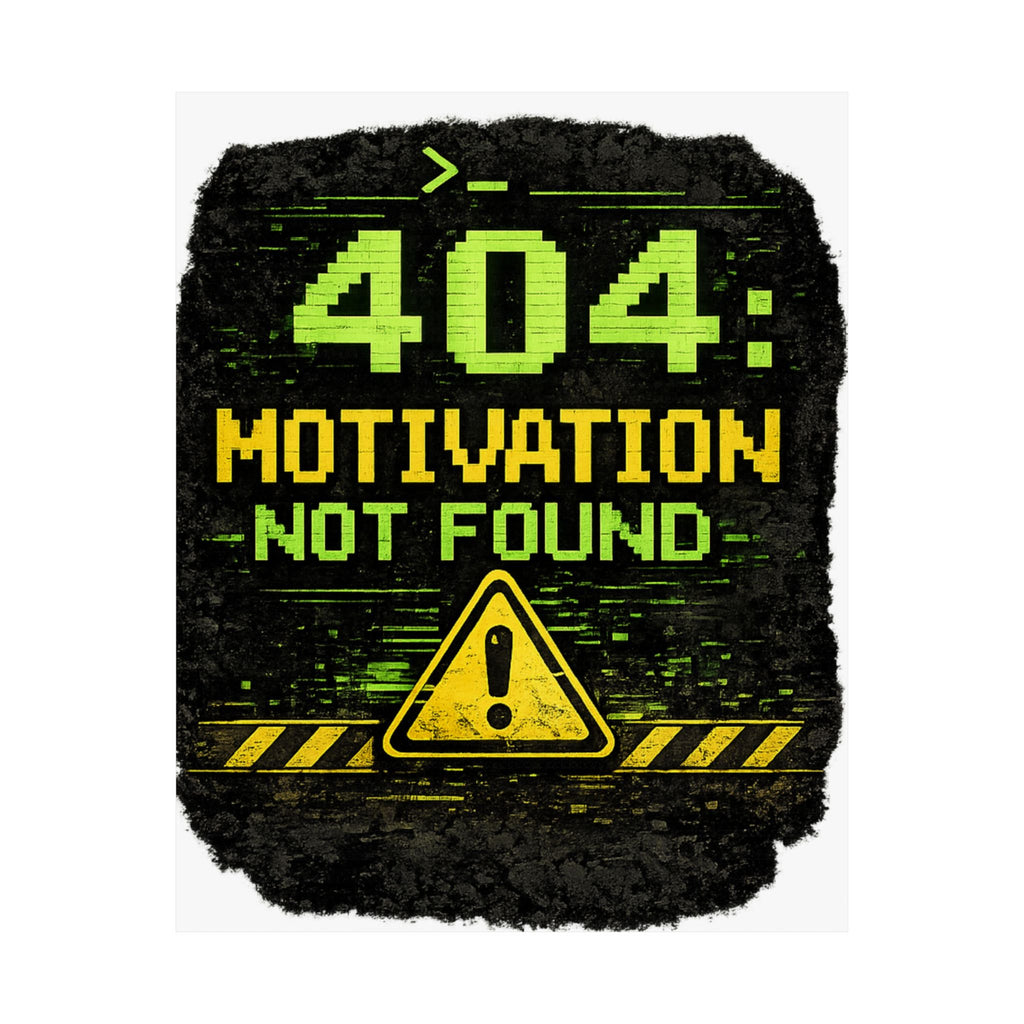 "Error 404 Motivation Not Found" Geek Tech Humor Funny IT Matte Vertical Posters