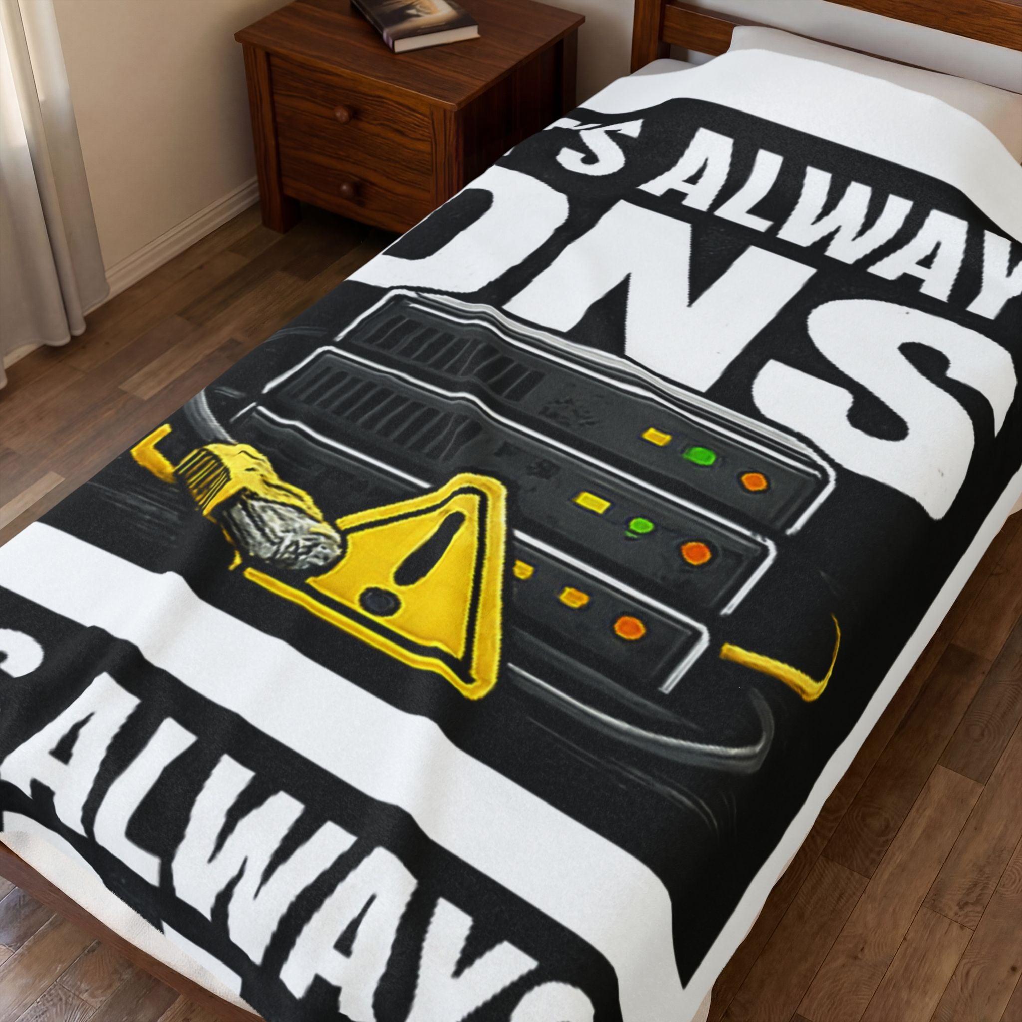 "It's Always DNS" Tech Humor Funny IT Velveteen Plush Blanket