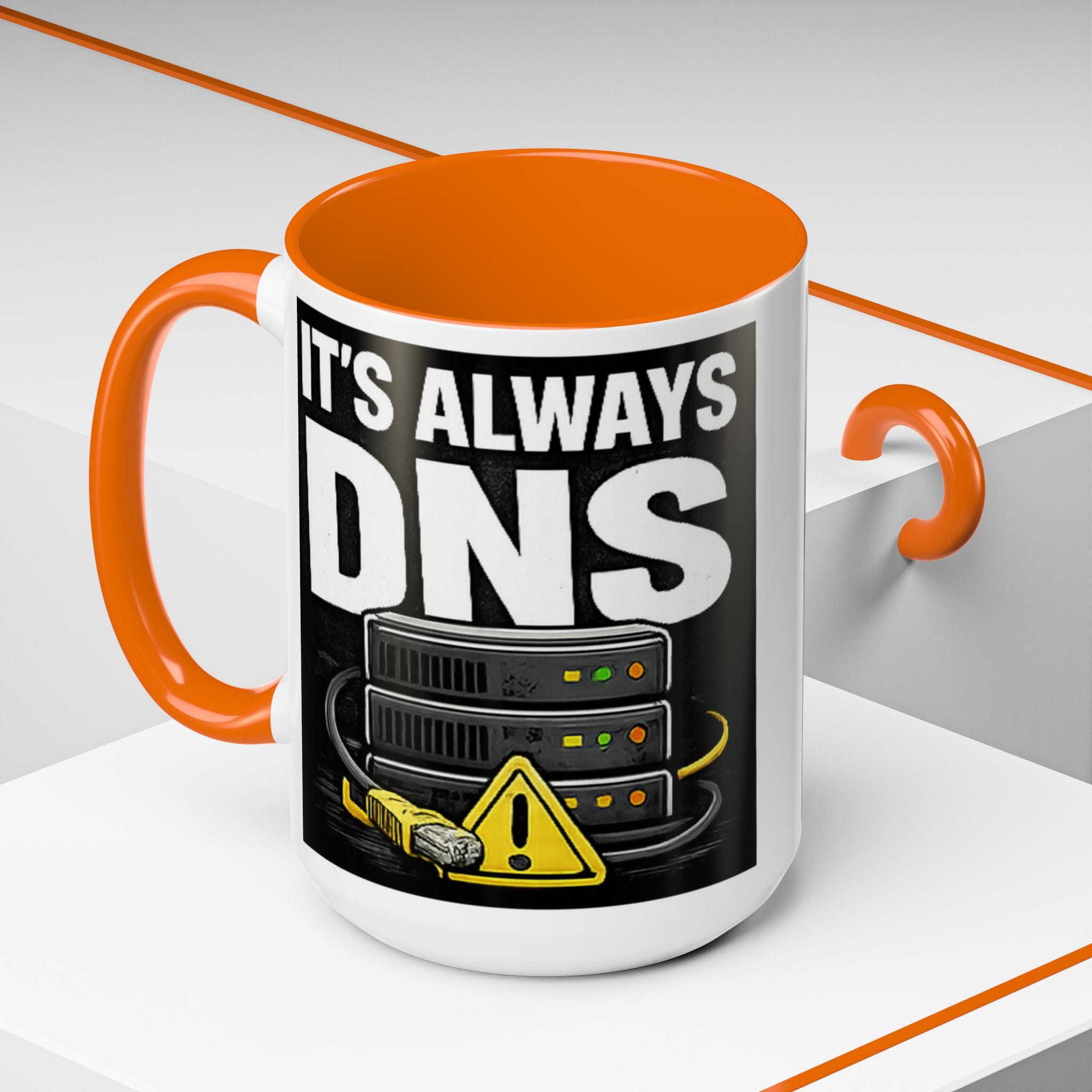 "It's Always DNS" IT Humor Accent Coffee Mug (11, 15oz)