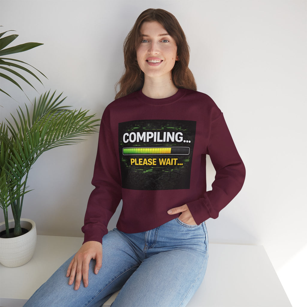 "Compiling... Please Wait" Tech Humor Crewneck Sweatshirt