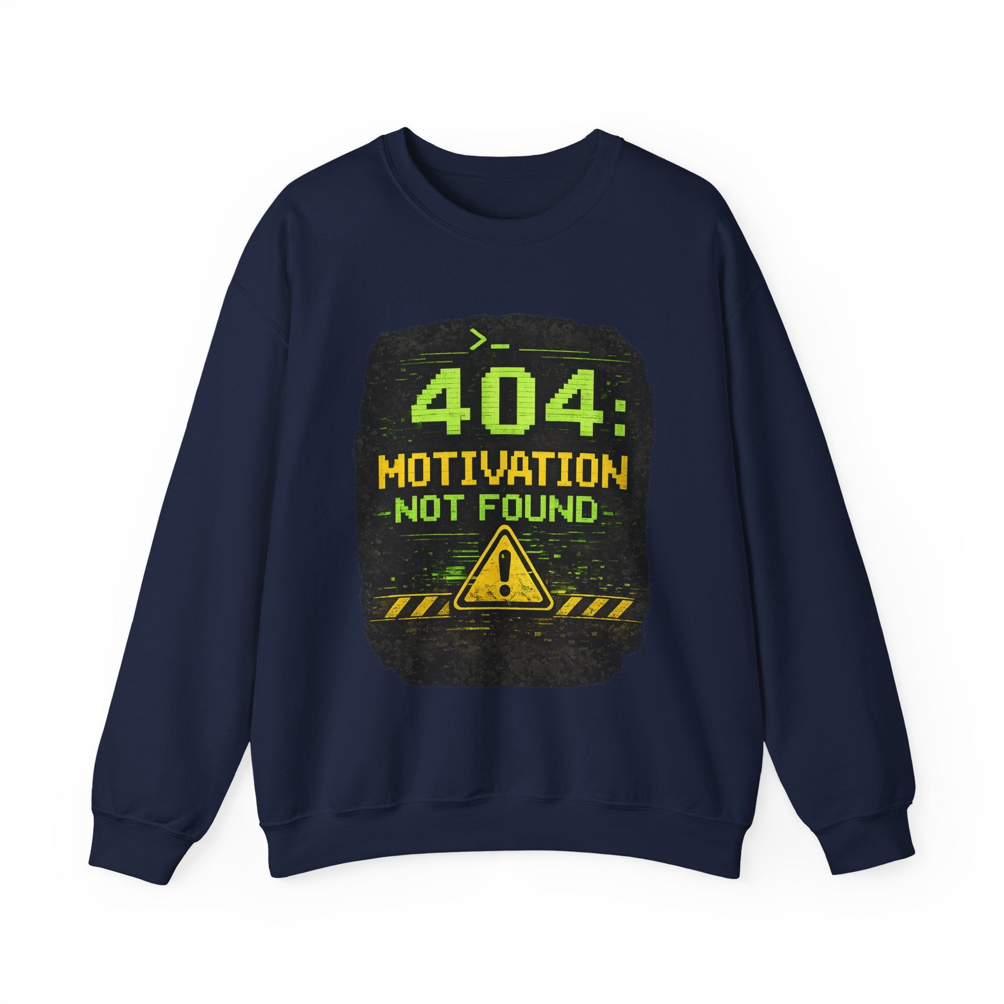 "404: Motivation Not Found" Funny Tech Graphic Crewneck Sweatshirt
