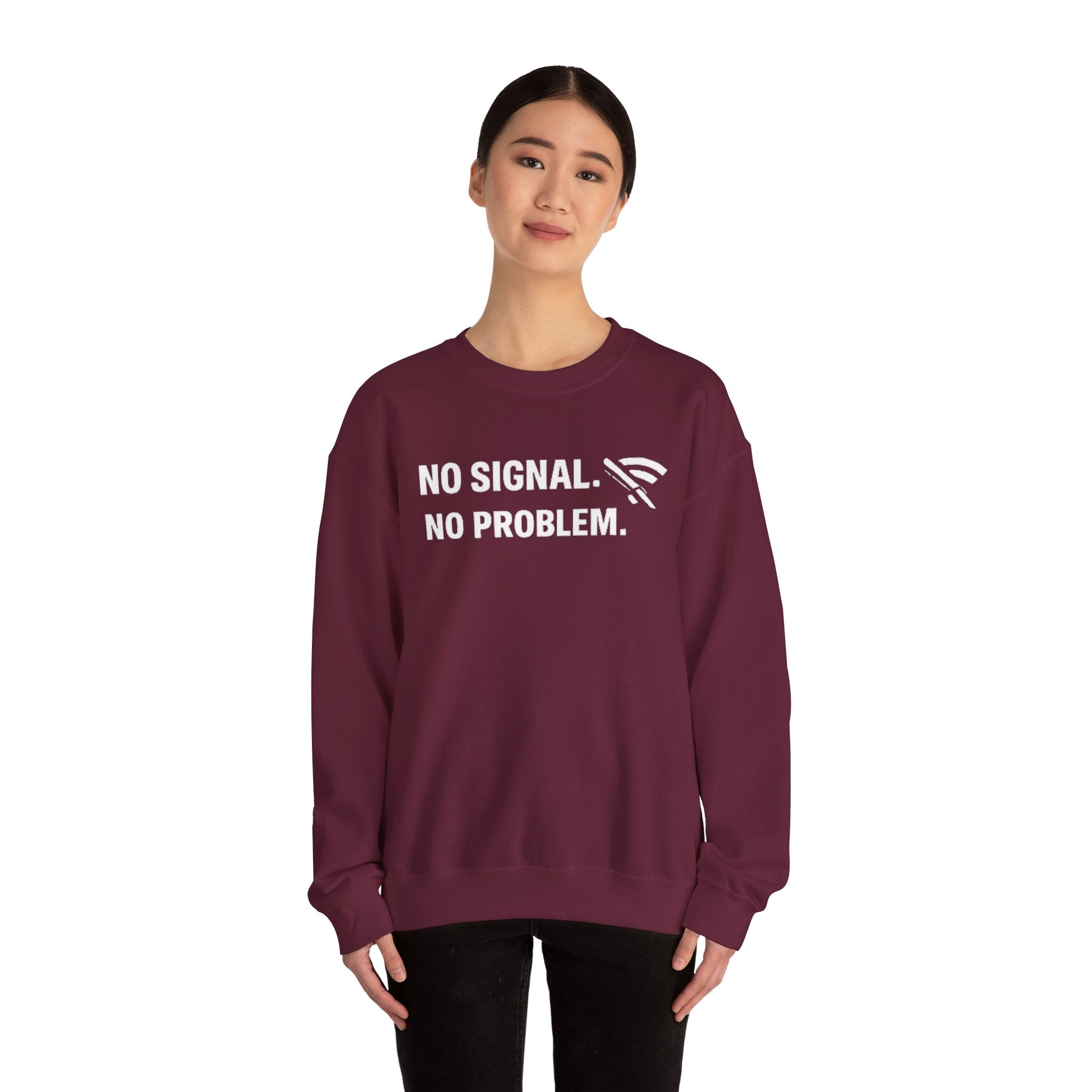 "No Signal, No Problem" Unisex Heavy Blend™ Tech Humor Crewneck Sweatshirt