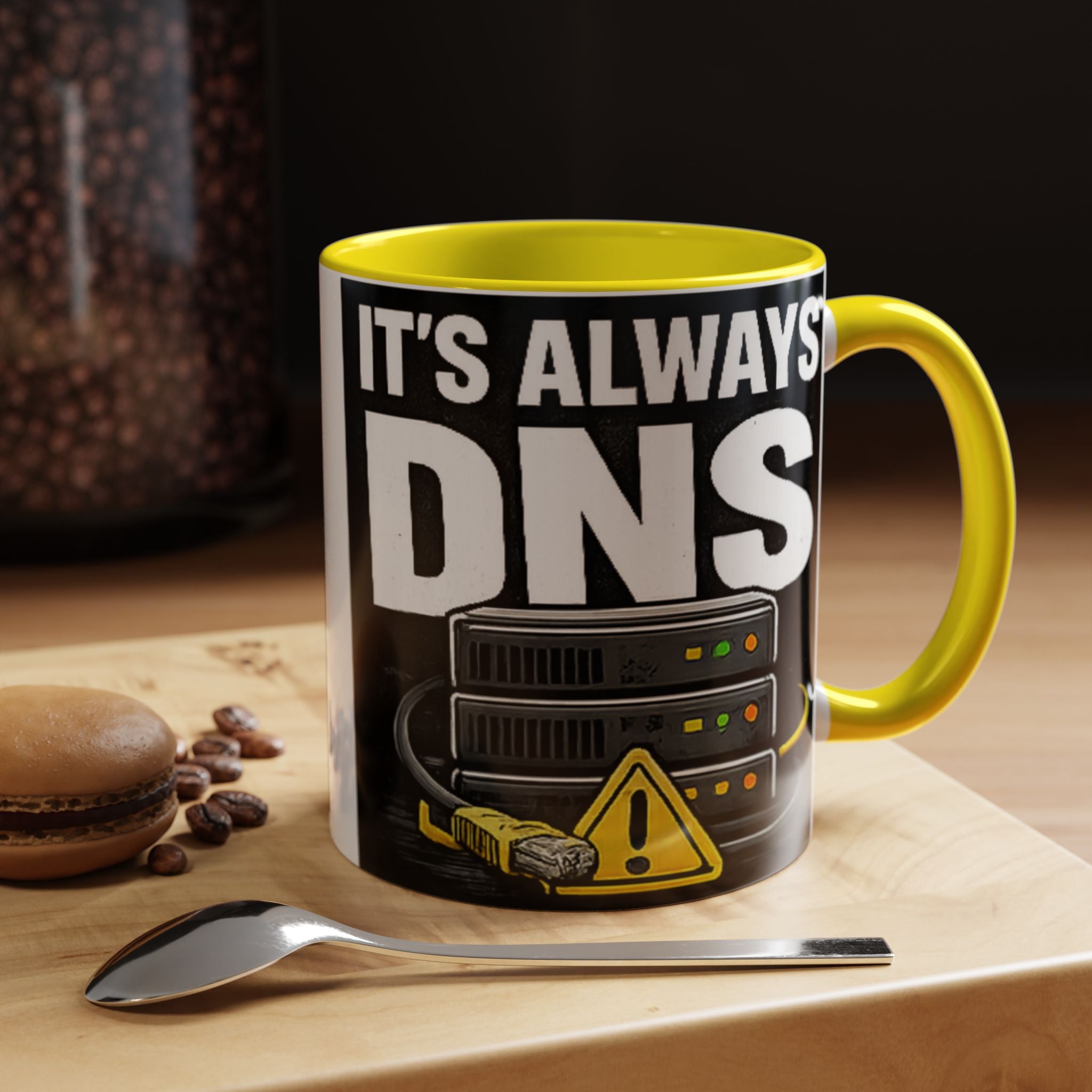 "It's Always DNS" IT Humor Accent Coffee Mug (11, 15oz)