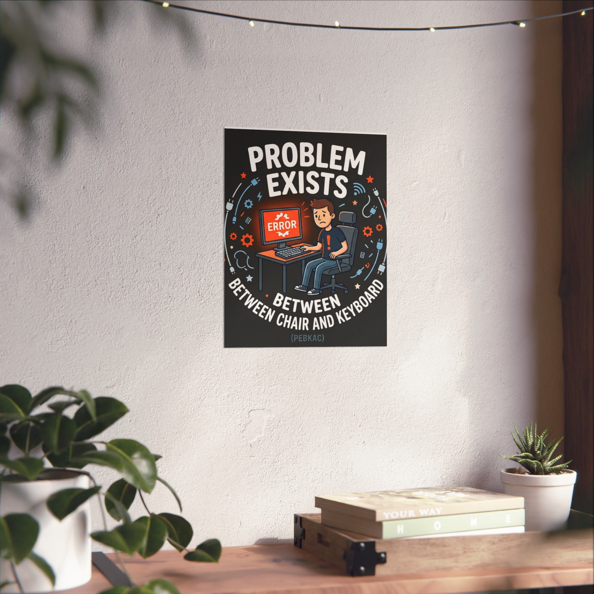 "Problem Exists Between Chair & Keyboard" Tech Humor Funny IT Matte Vertical Posters