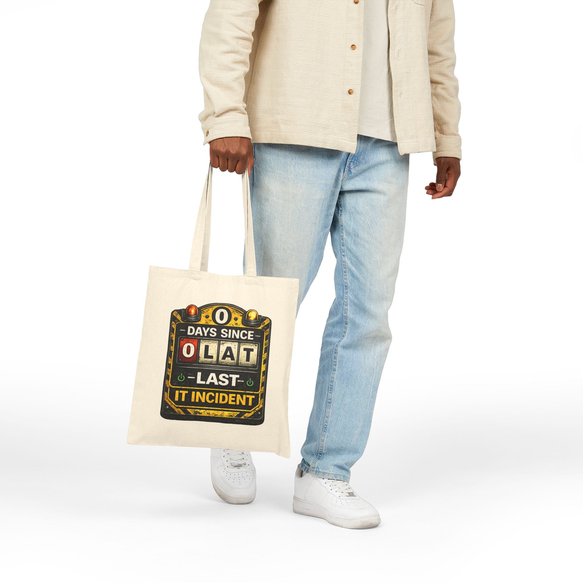 "0 Days Since Last IT Incident" Funny IT Tech Humor Cotton Canvas Tote Bag