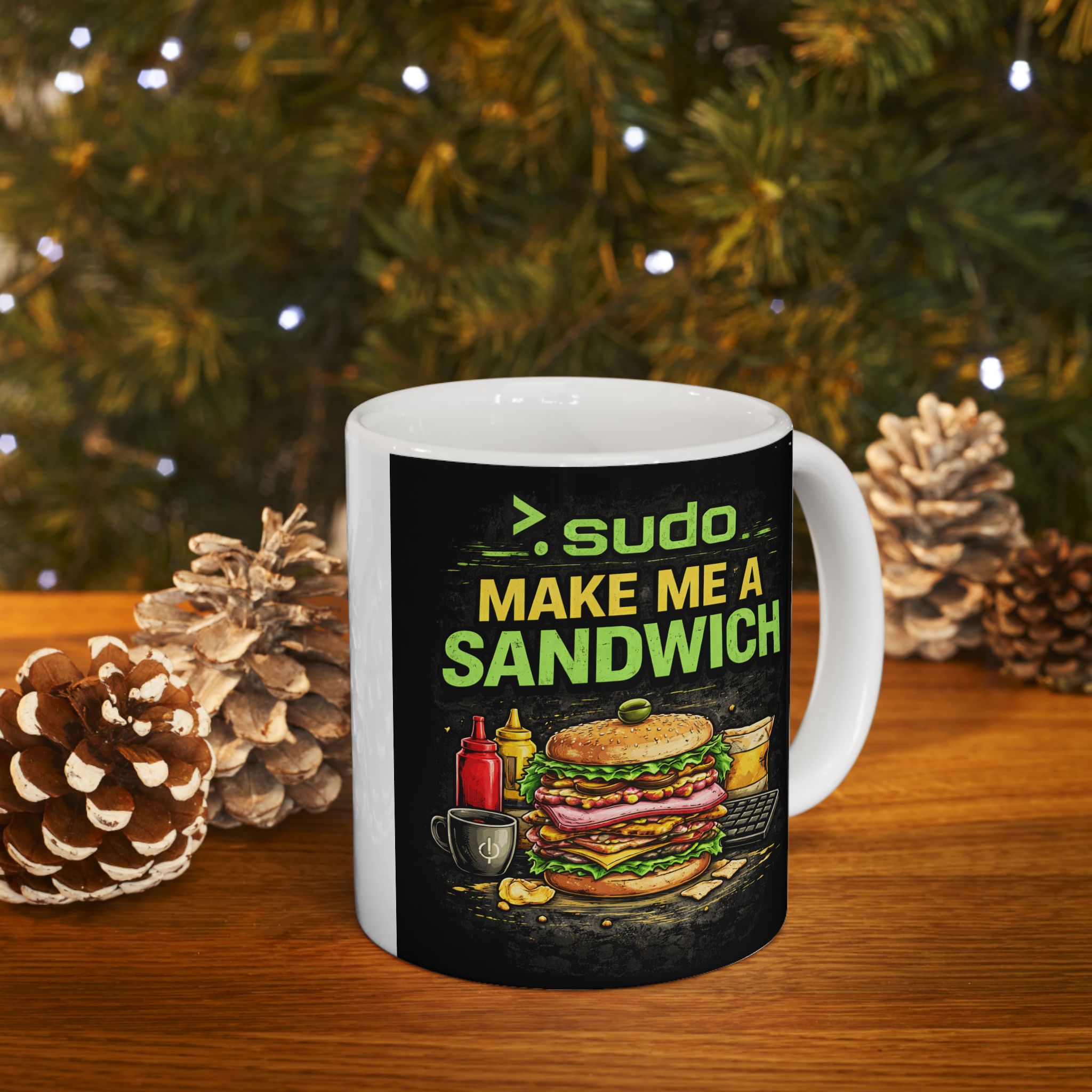 ">. Sudo Make me A Sandwich" Geek Humor Ceramic Mug, (11oz, 15oz)