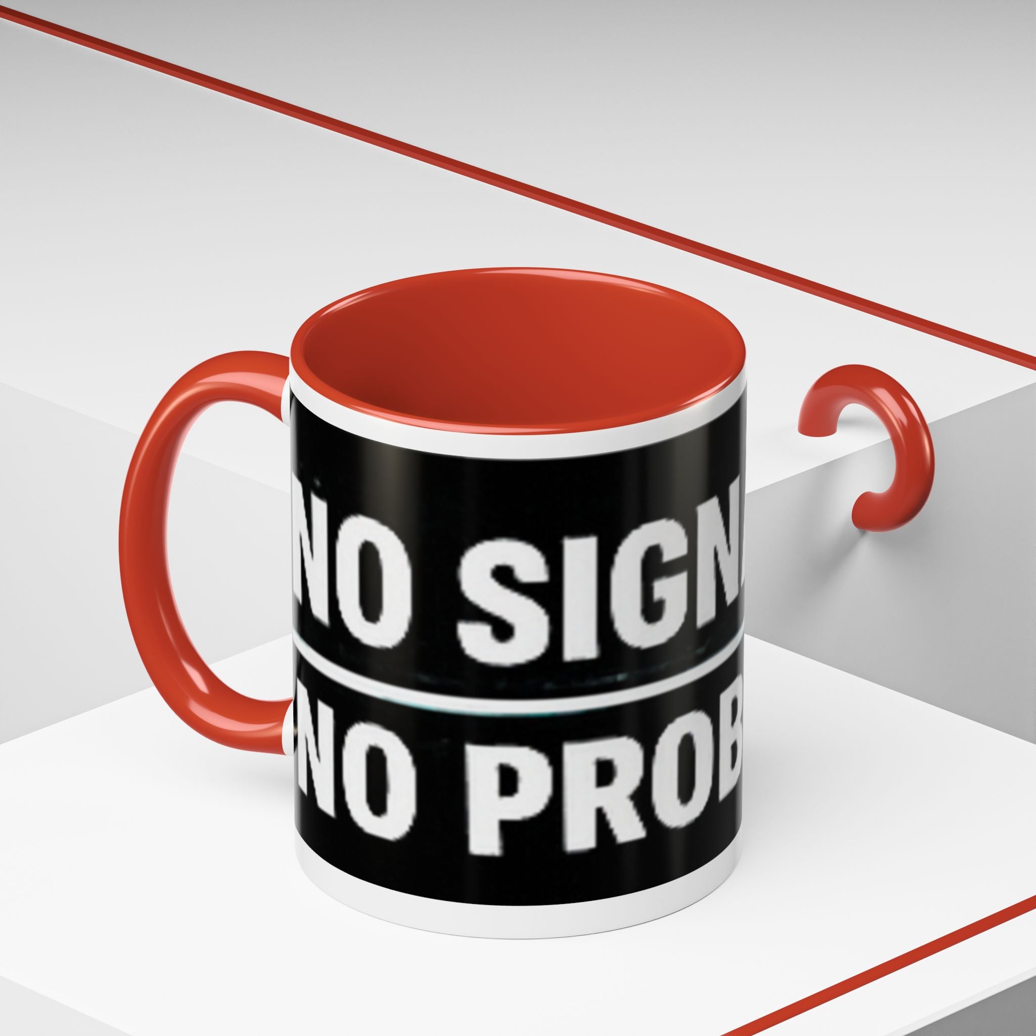 "No Signal No Problem" IT Humor Accent Coffee Mug (11, 15oz)