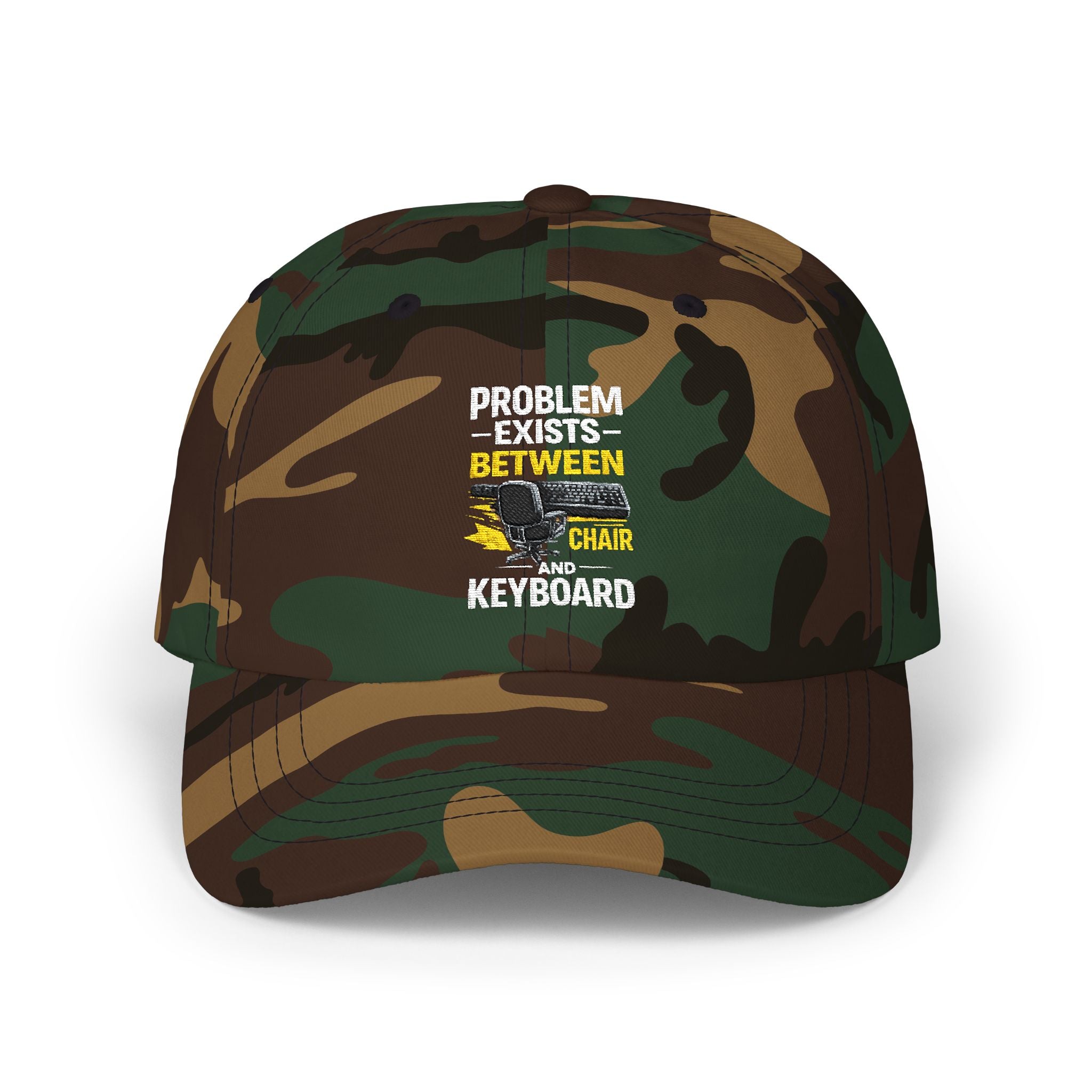 Dad Cap — "Problem Exists Between Chair and Keyboard" Funny Tech Humor Hat