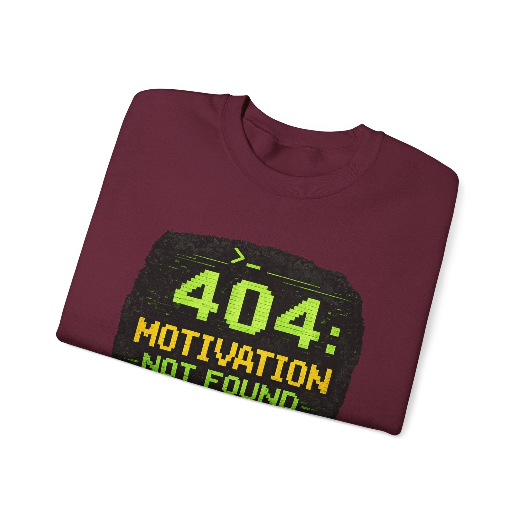 "404: Motivation Not Found" Funny Tech Graphic Crewneck Sweatshirt