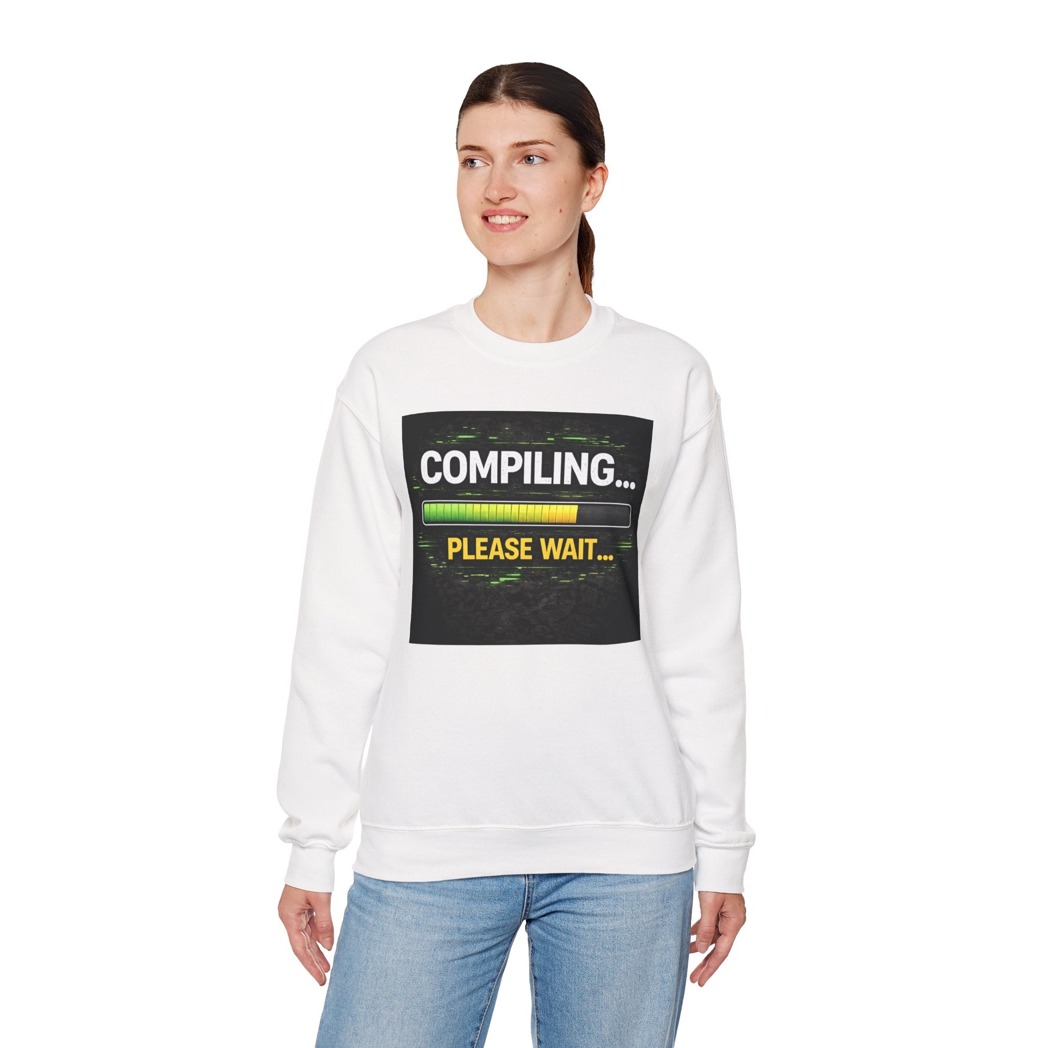 "Compiling... Please Wait" Tech Humor Crewneck Sweatshirt