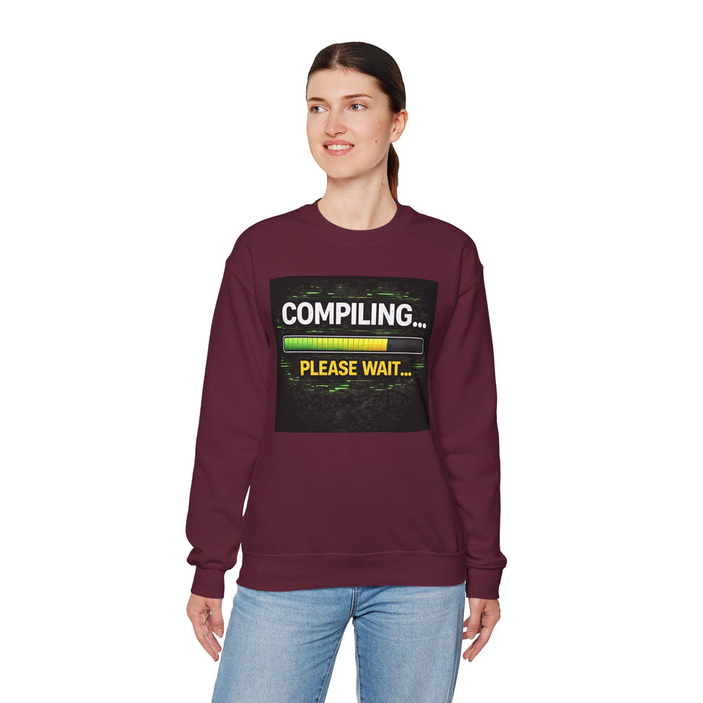 "Compiling... Please Wait" Tech Humor Crewneck Sweatshirt