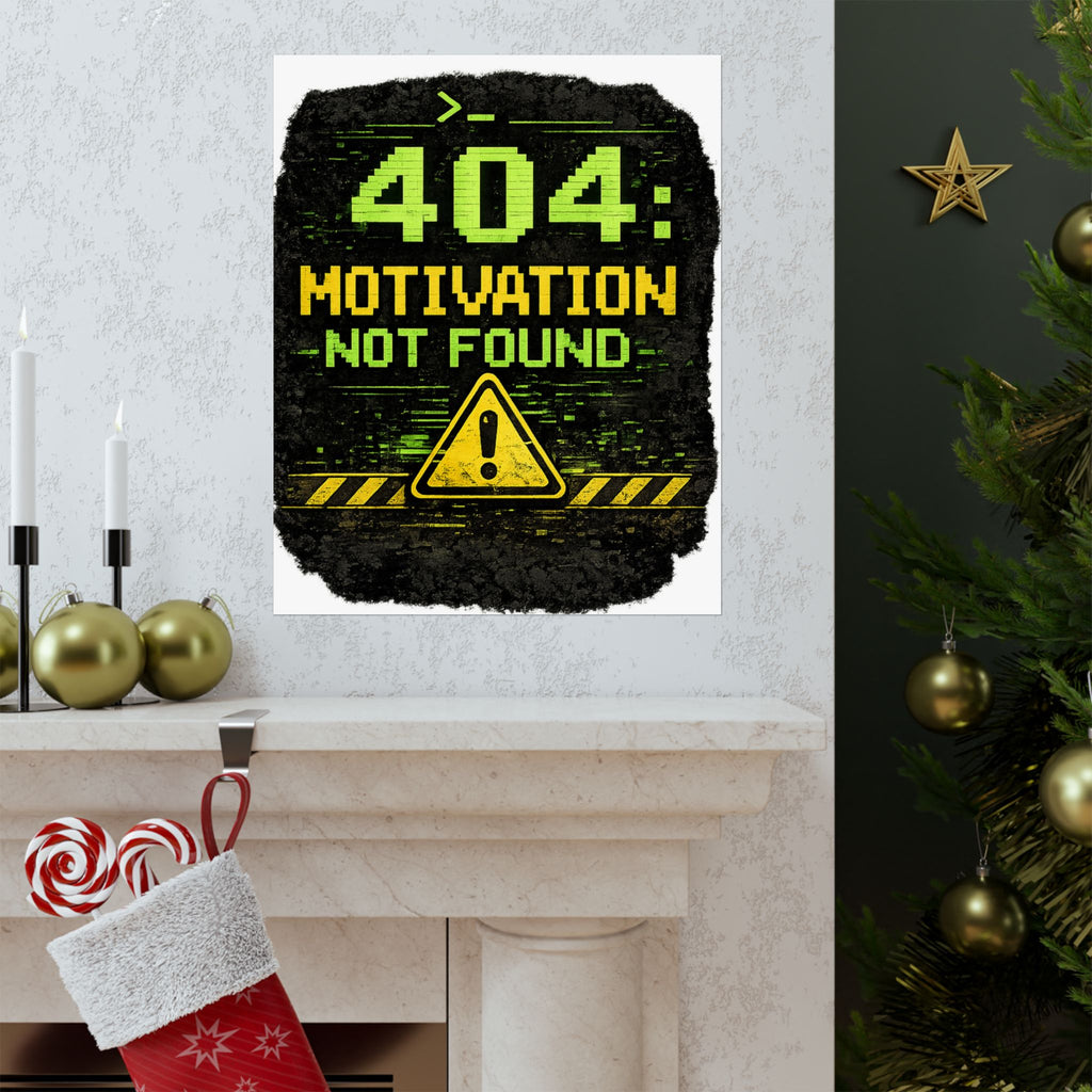 "Error 404 Motivation Not Found" Geek Tech Humor Funny IT Matte Vertical Posters
