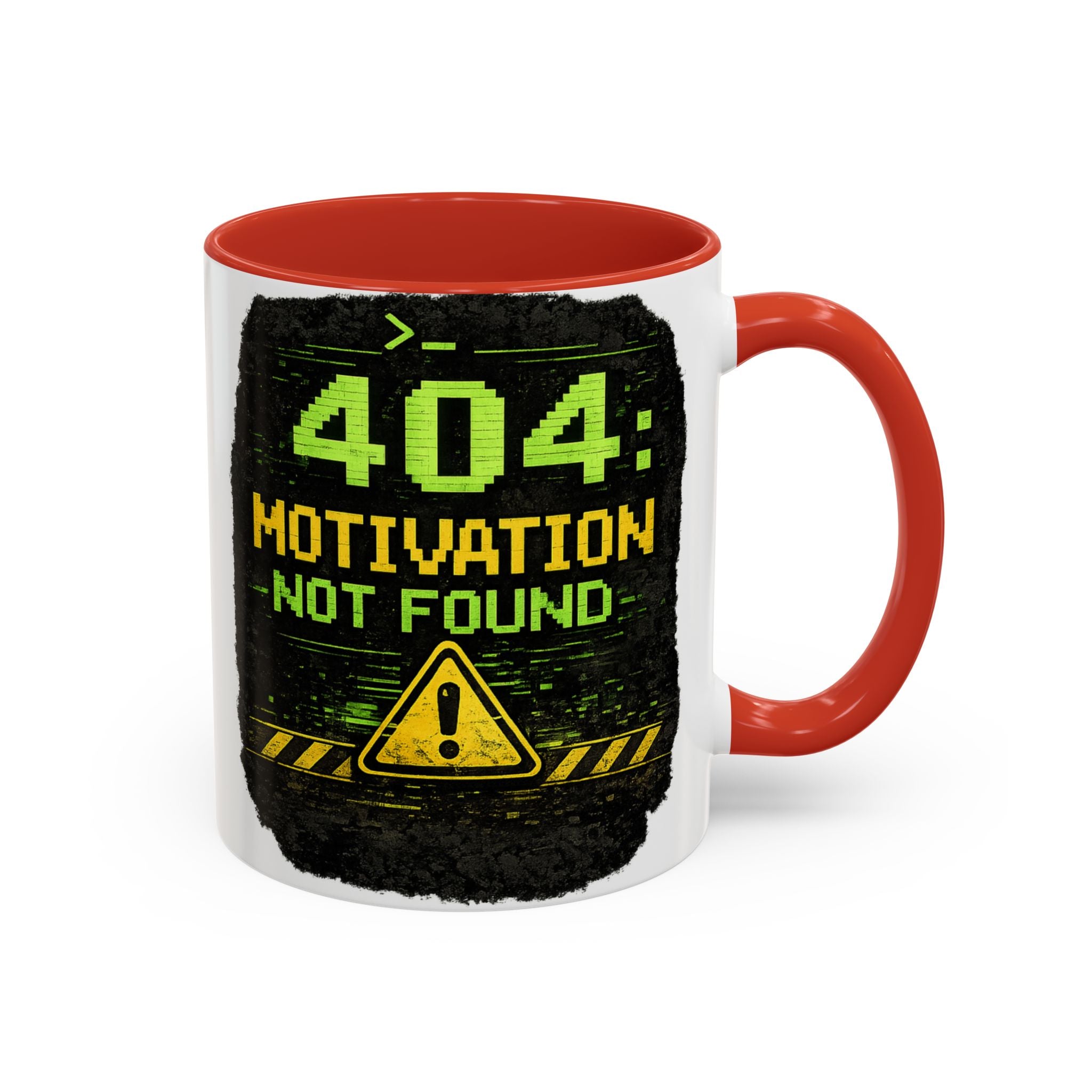"Error 404 Motivation Not Found" IT Humor Accent Coffee Mug (11, 15oz)