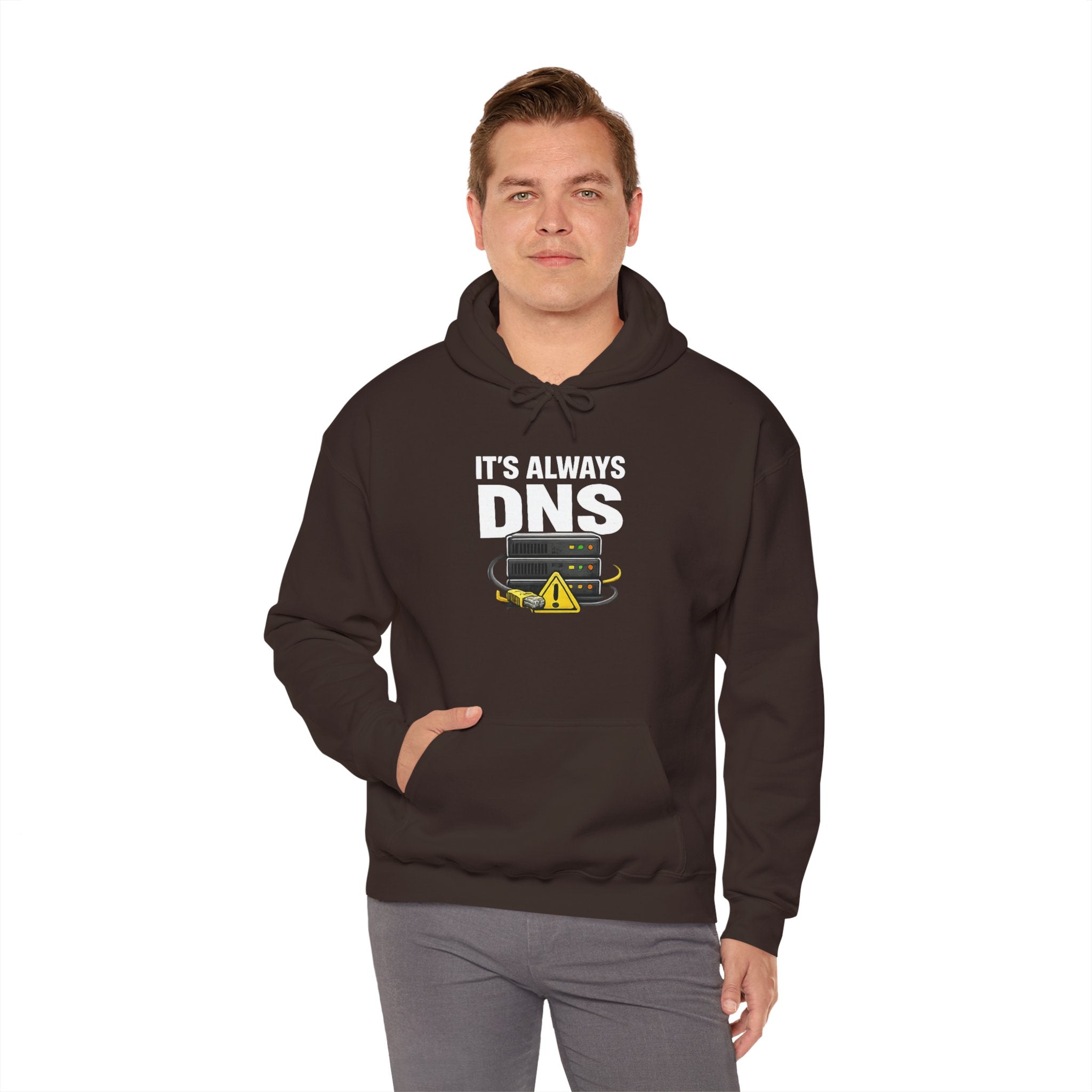 "It's Always DNS" Tech Humor Unisex Heavy Blend™ Hoodie