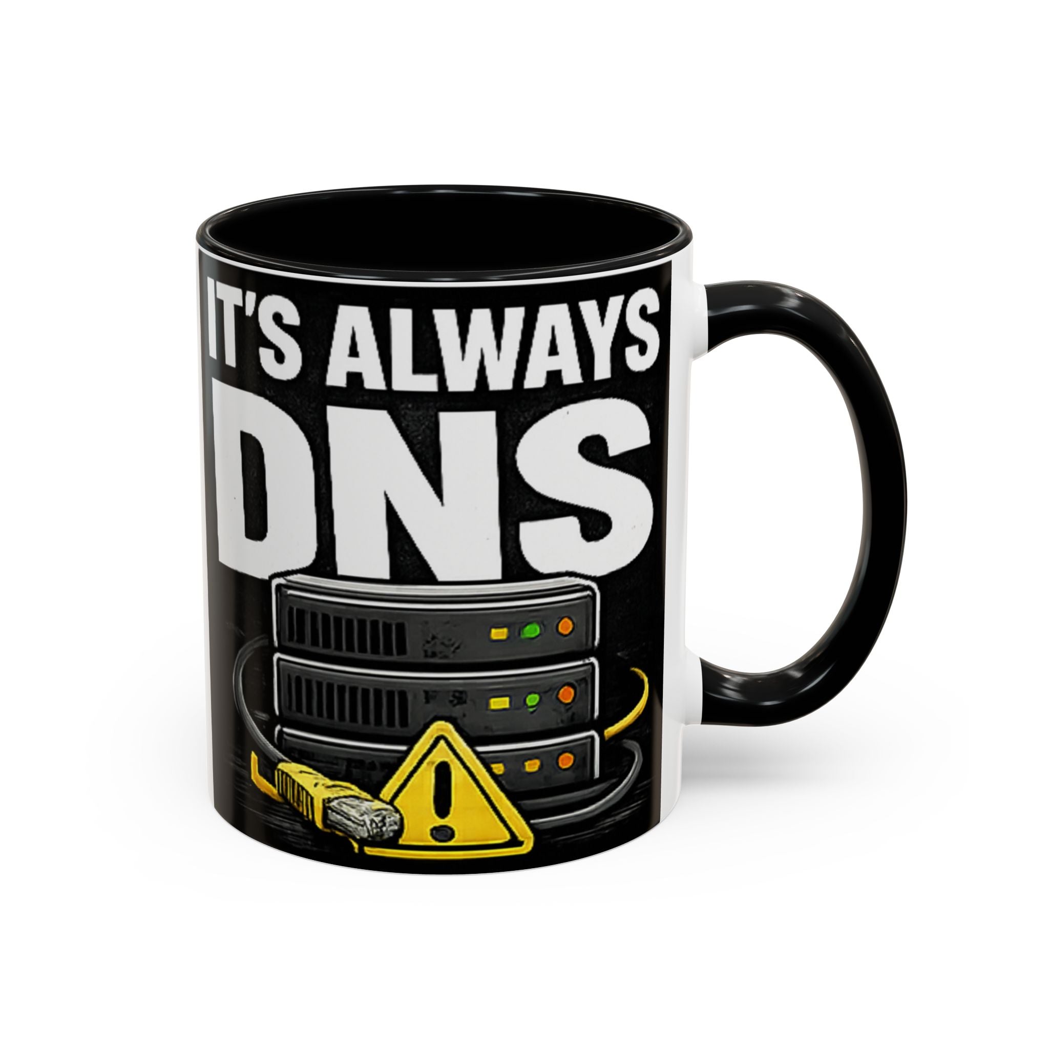"It's Always DNS" IT Humor Accent Coffee Mug (11, 15oz)