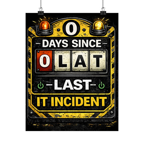 "0 Days Since Last IT Incident" Funny IT Tech Humor Matte Vertical Posters