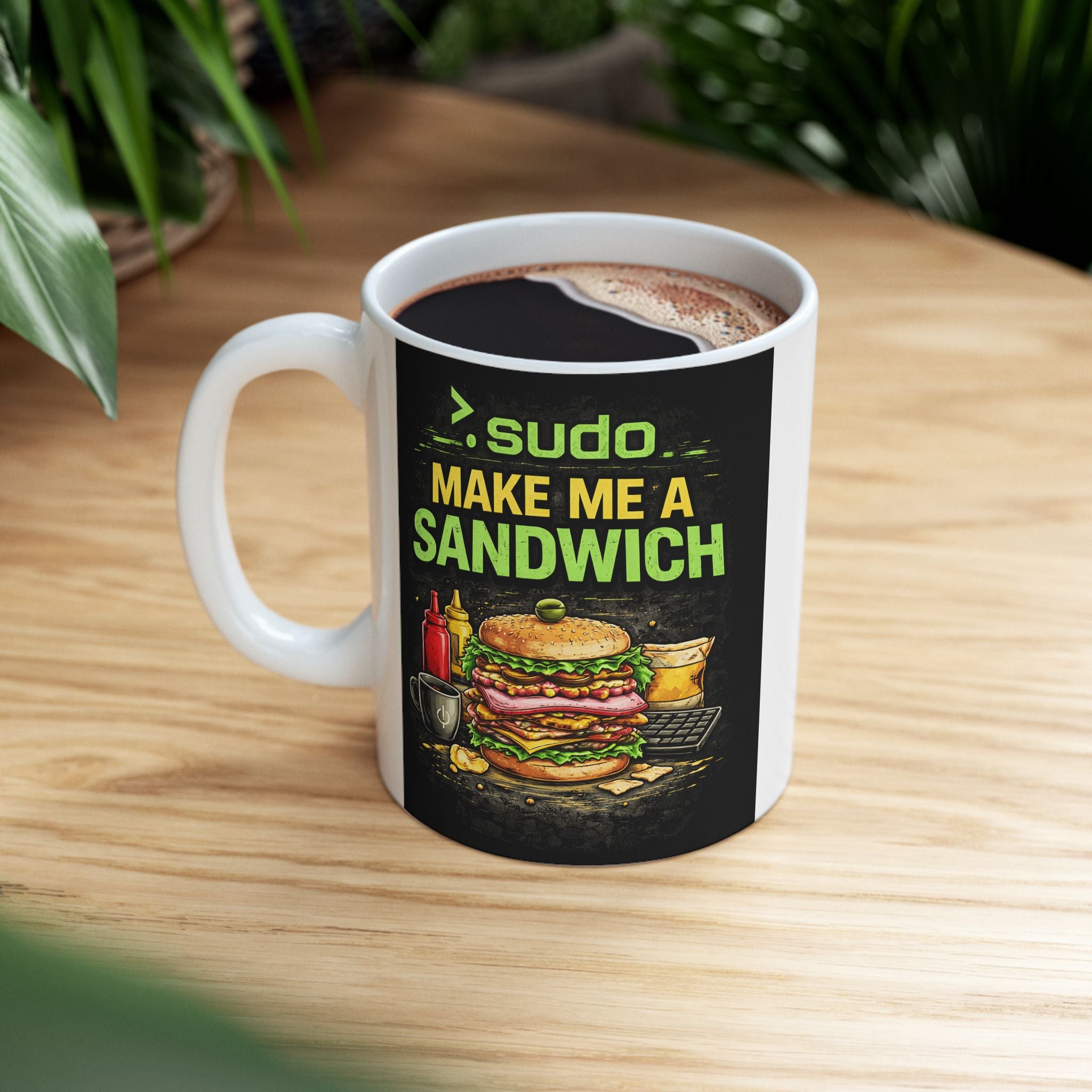 ">. Sudo Make me A Sandwich" Geek Humor Ceramic Mug, (11oz, 15oz)