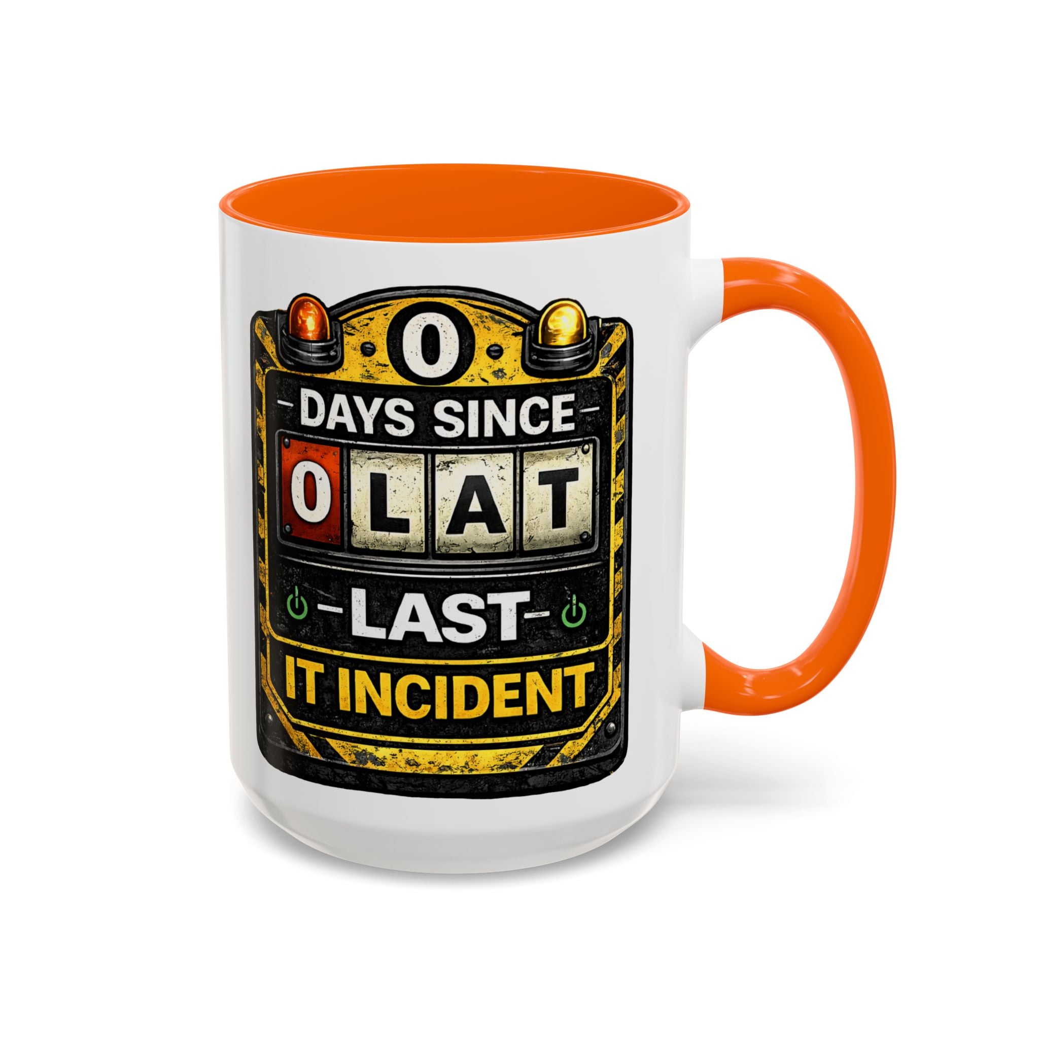 "0 Days Since Last IT Incident" IT Humor Accent Coffee Mug (11, 15oz)