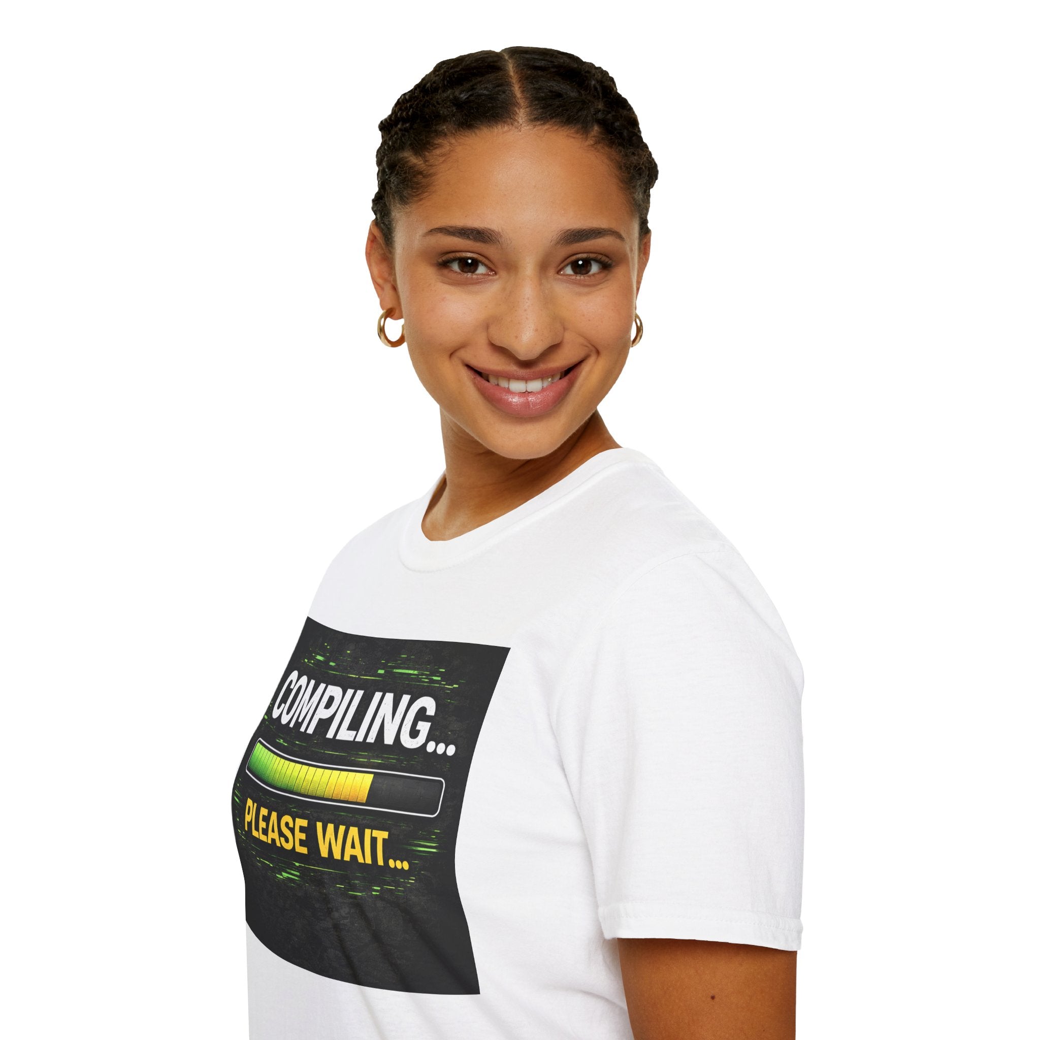 "Compiling... Please Wait" Programmer Loading Graphic Tee Funny IT Tech Humor T-Shirt