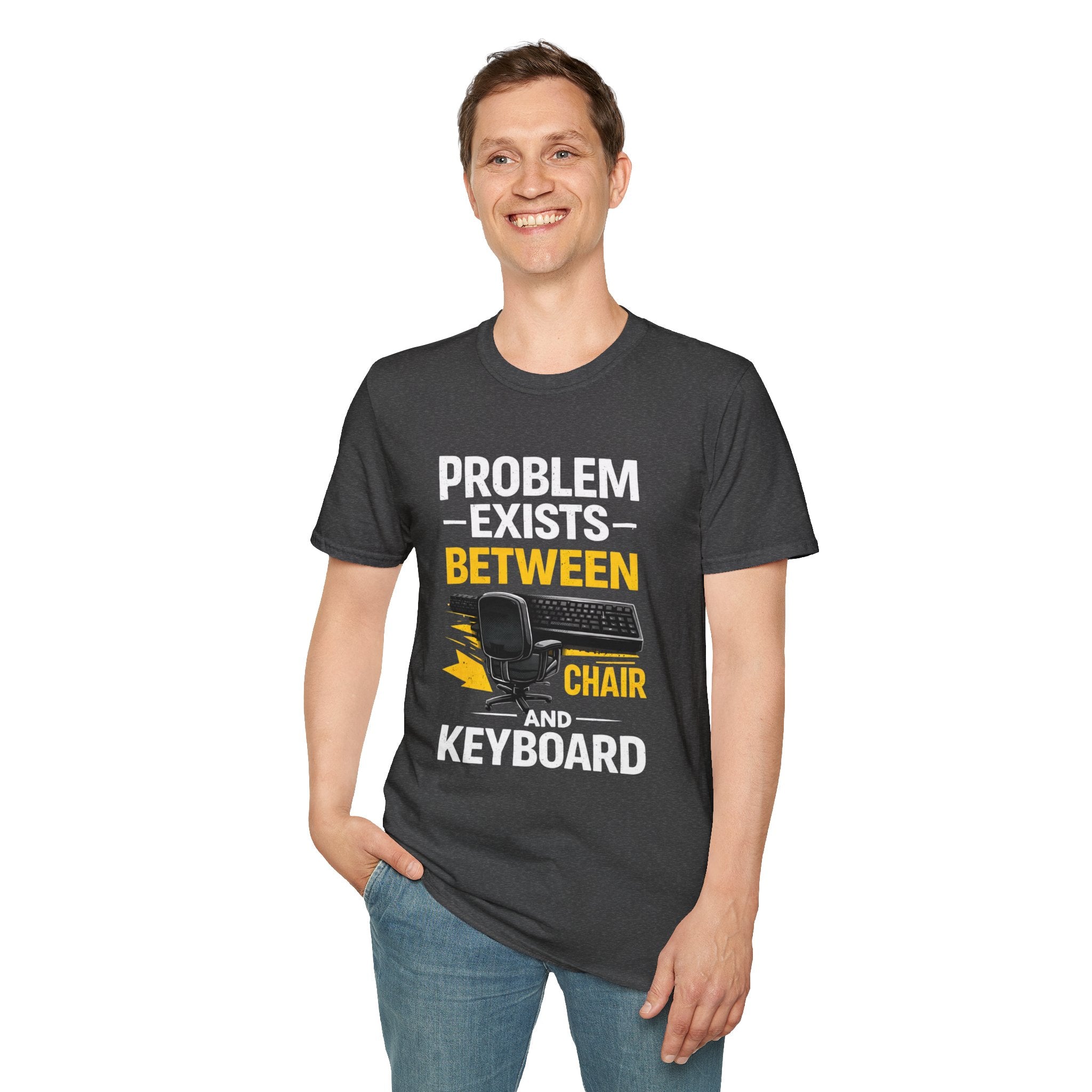 "Problem Exists Between Chair and Keyboard" Tech Humor T-Shirt — Funny Gamer/IT Tee