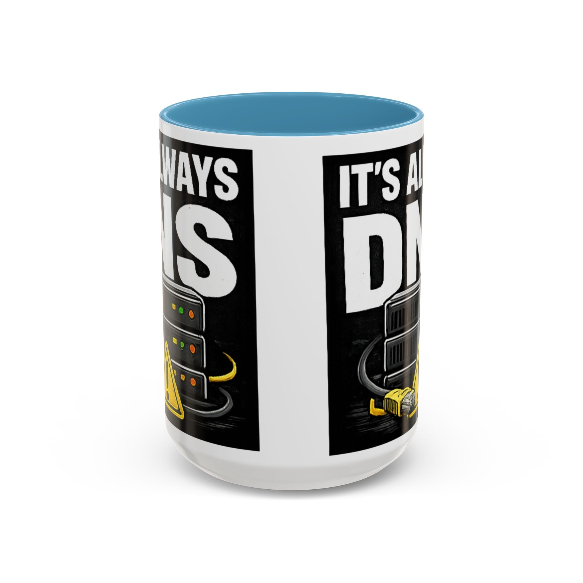 "It's Always DNS" IT Humor Accent Coffee Mug (11, 15oz)