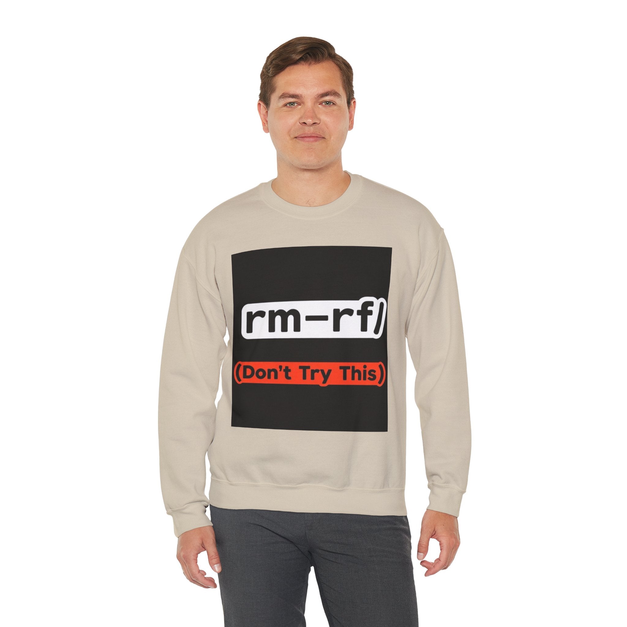 "rm -rf/ (Don't Try This)" — Funny Linux Command Crewneck Sweatshirt