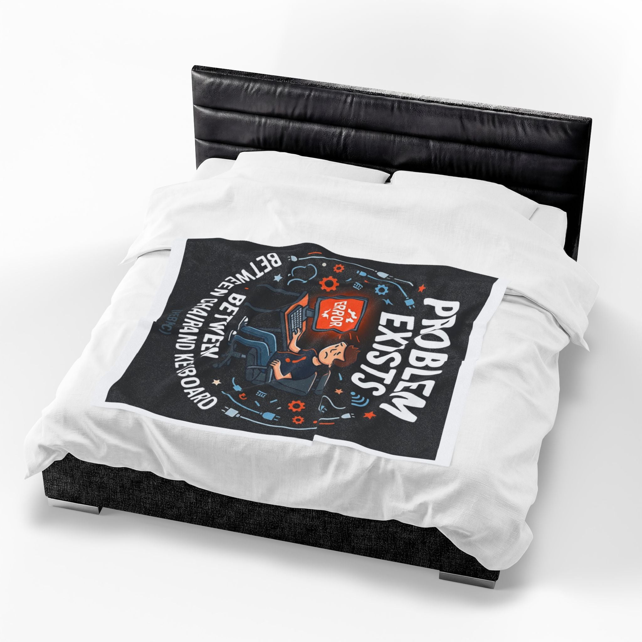 "Problem Exists Between The Chair & Keyboard" Tech Humor Funny IT Velveteen Plush Blanket