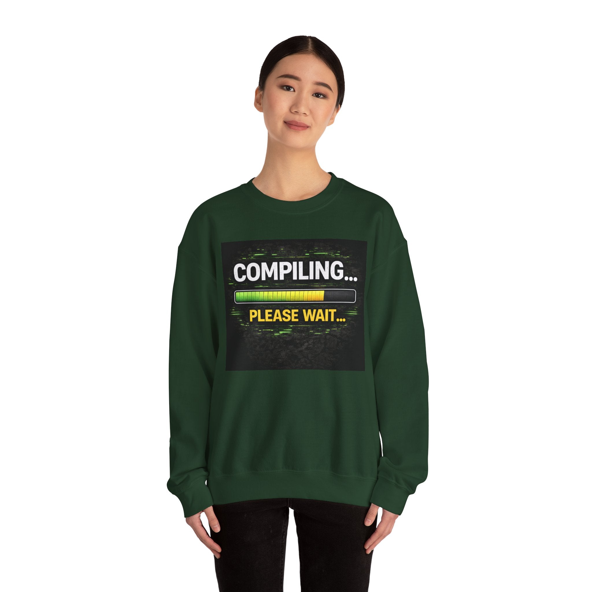 "Compiling... Please Wait" Tech Humor Crewneck Sweatshirt
