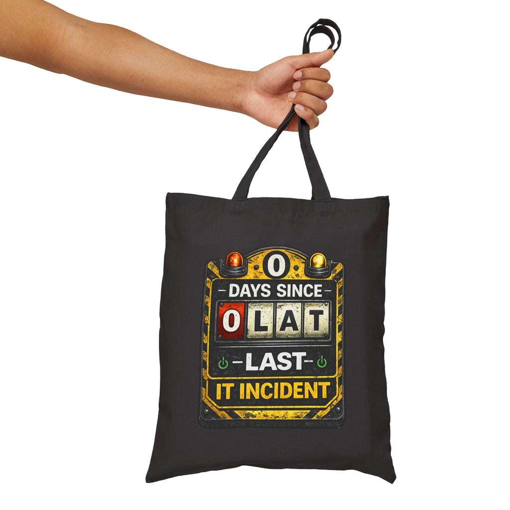 "0 Days Since Last IT Incident" Funny IT Tech Humor Cotton Canvas Tote Bag