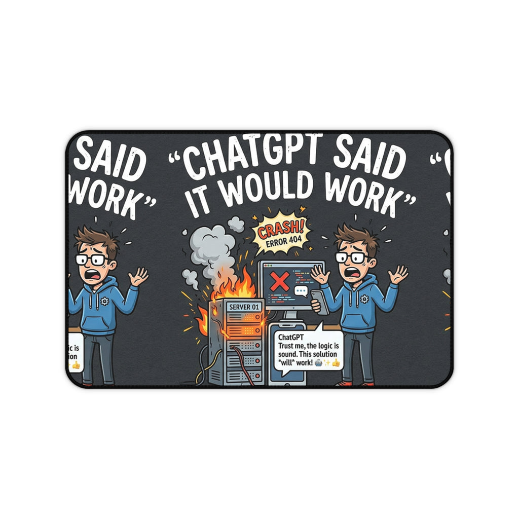 "ChatGPT Said It Would Work" Funny IT Programmer Tech Humor Mouse Pad Desk Mat