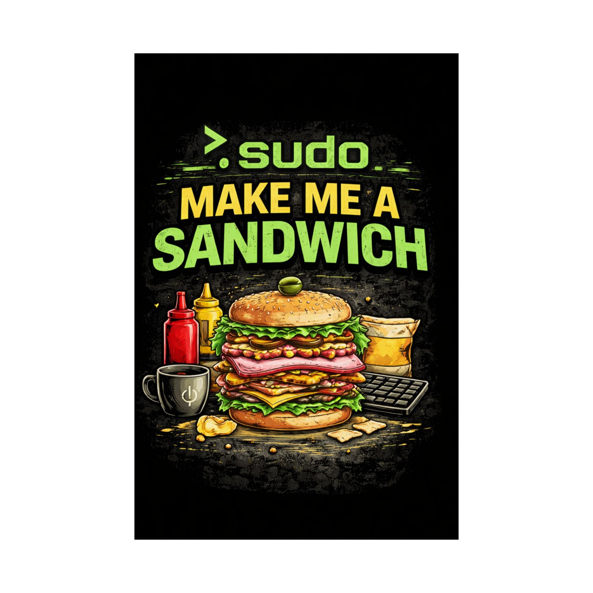 ">.Sudo Make Me A Sandwich" Geek Tech Humor Funny IT Matte Vertical Posters