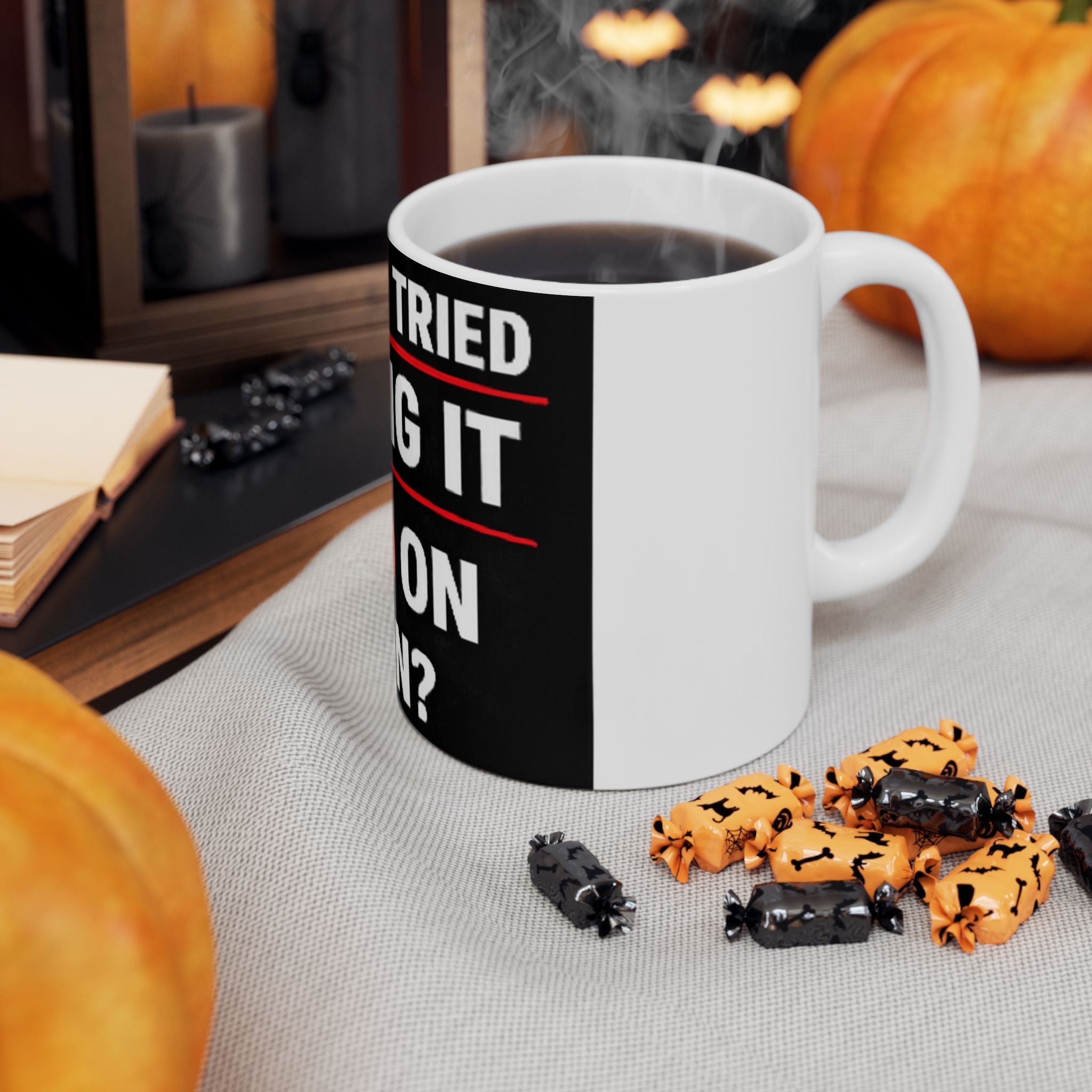 "Have you Tried Turning it Off & On Again?" Tech Humor Ceramic Mug, (11oz, 15oz)