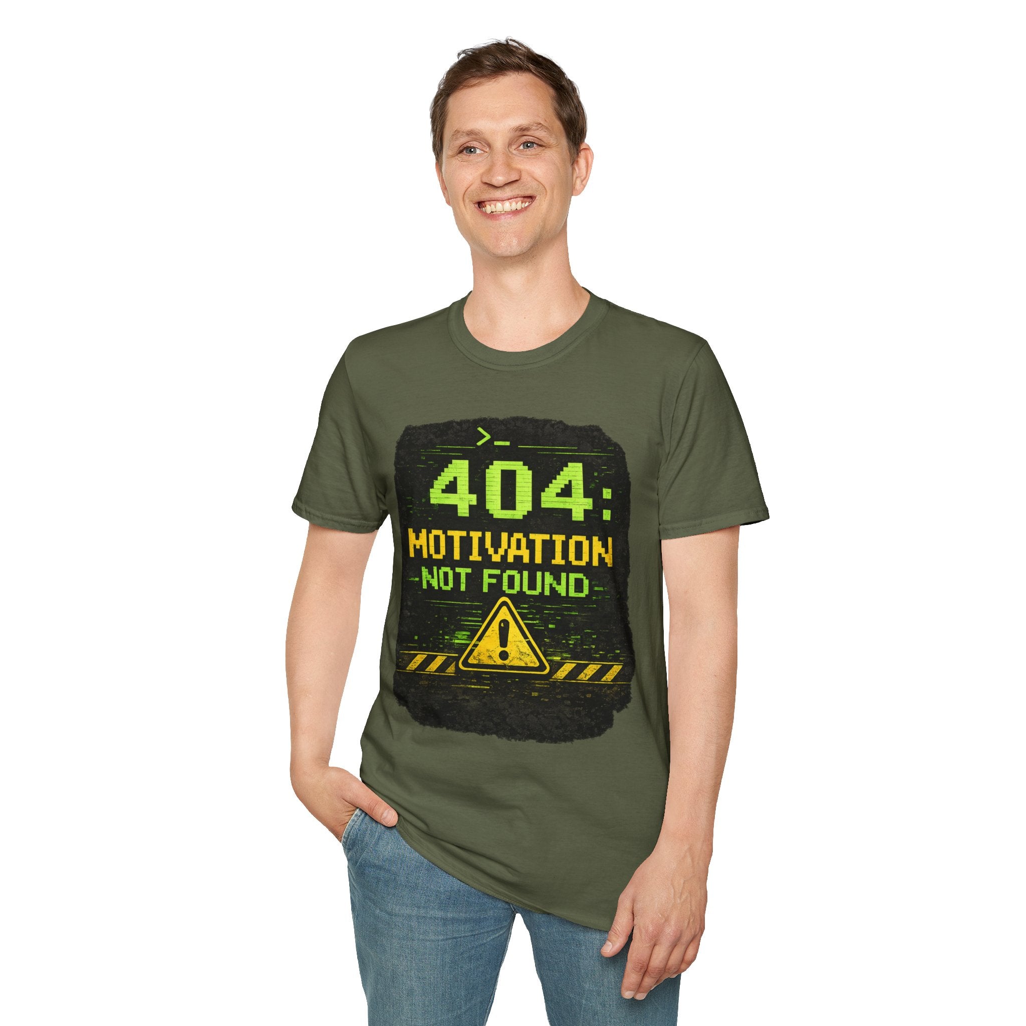 "404: Motivation Not Found" Funny IT Graphic Tee- Tech Humor T-Shirt