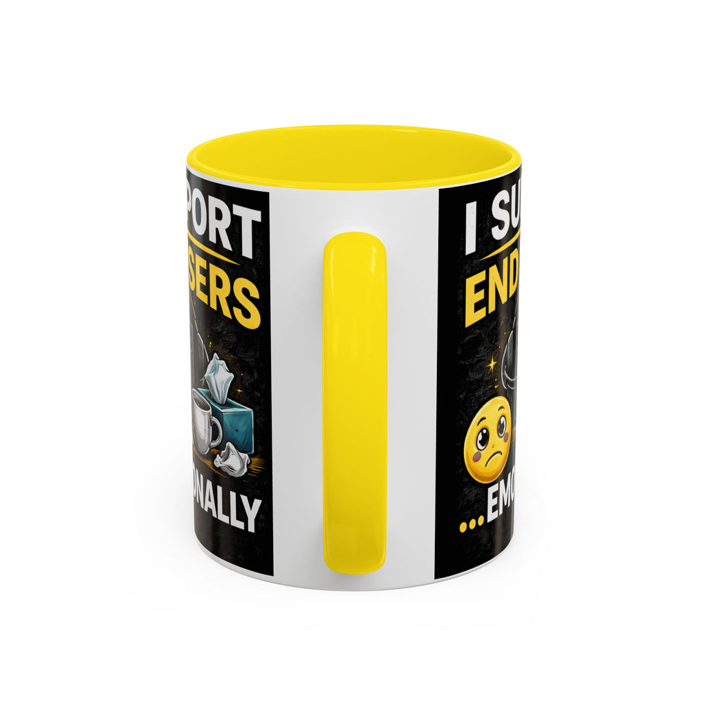 "I Support End Users, Emotionally" IT Humor Accent Coffee Mug (11, 15oz)
