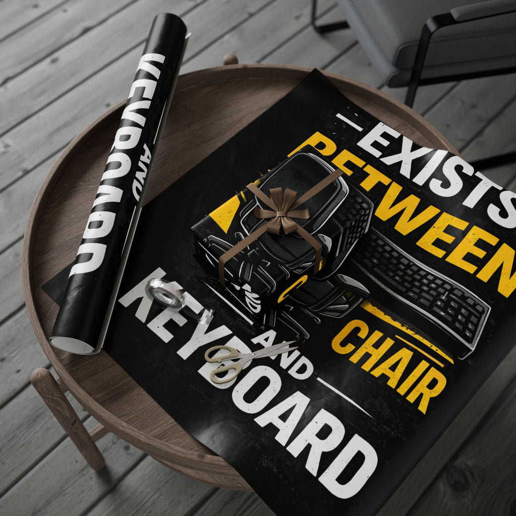 "Problem Exists Between Chair & Keyboard" Funny IT Holiday Gift Wrap Funny Gamer Wrapping Paper