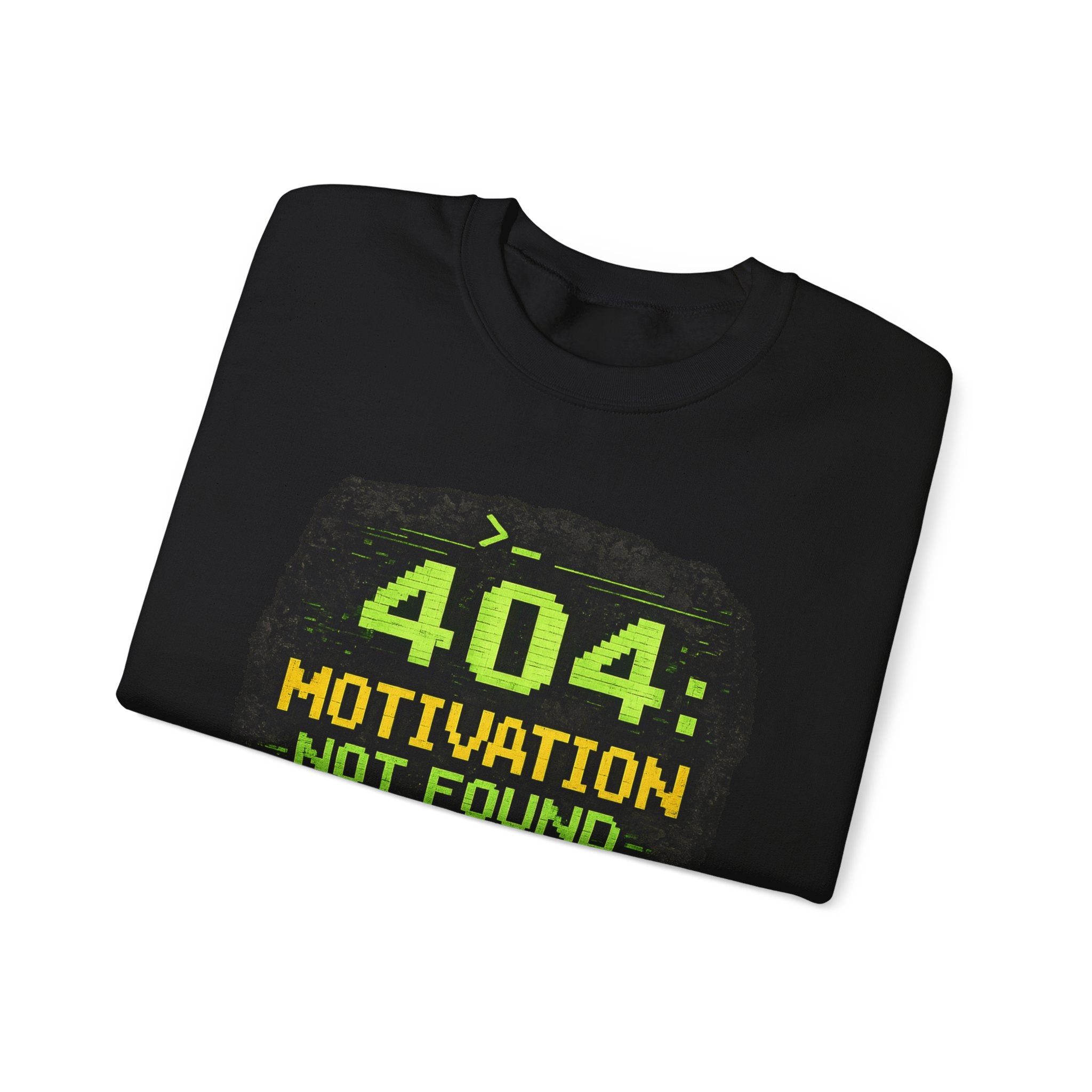 "404: Motivation Not Found" Funny Tech Graphic Crewneck Sweatshirt